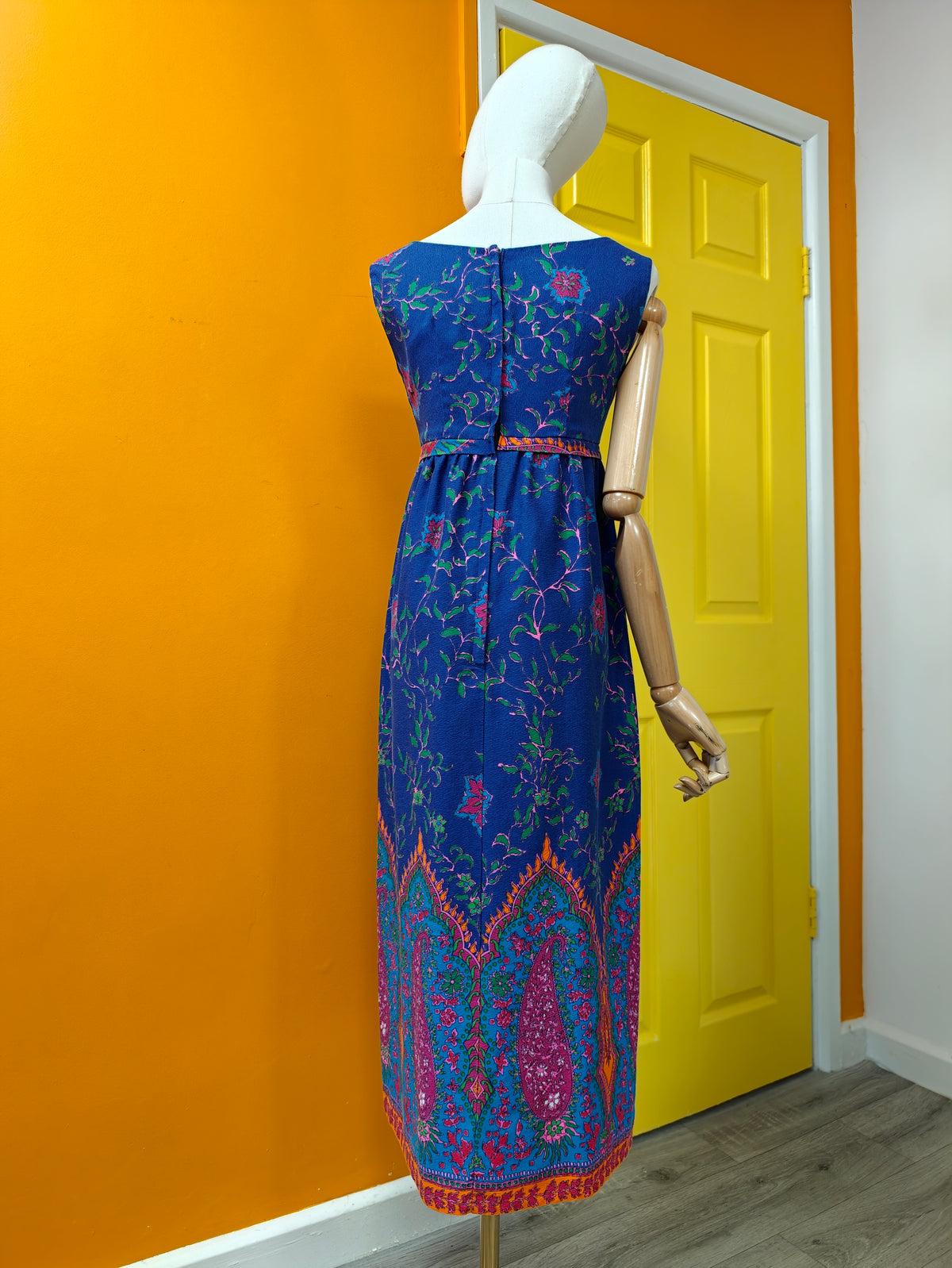 1960s psychedelic paisley cotton dress - XS/6
