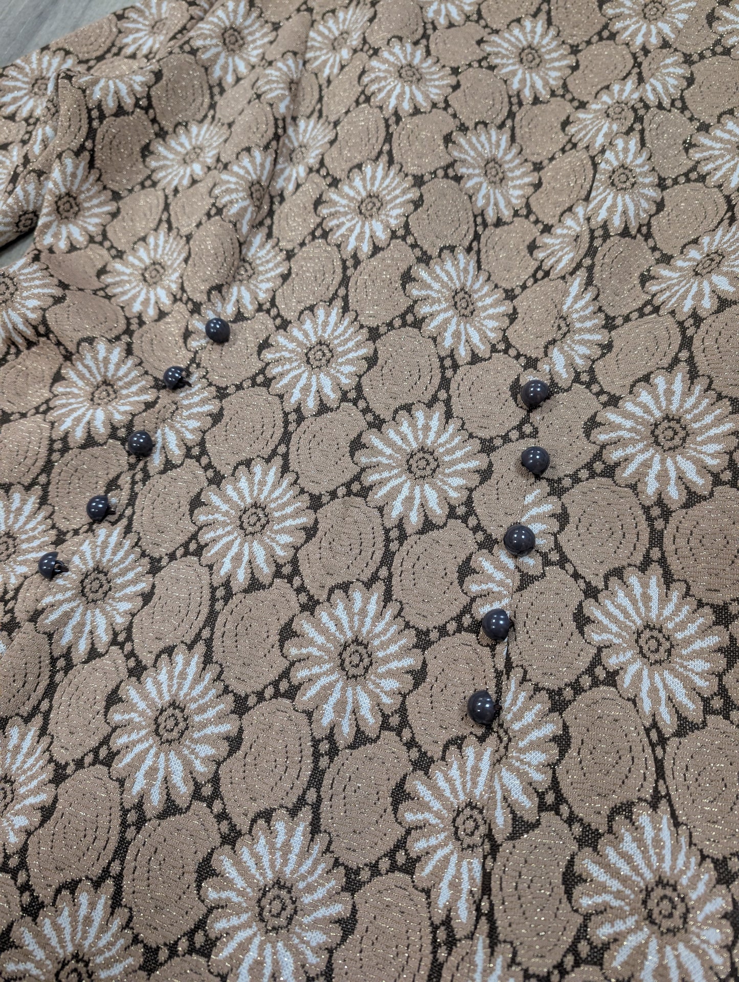 1960s gold crimplene dress - L/16