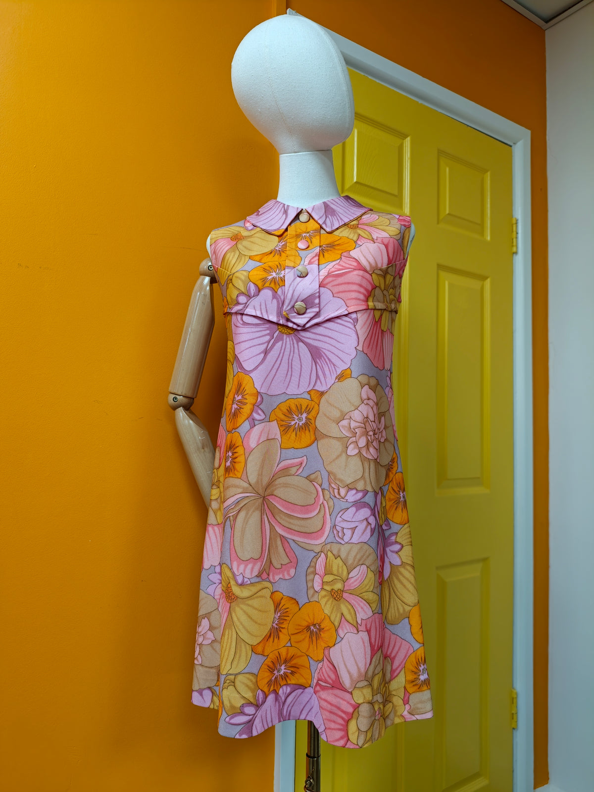 1960s floral dress - S/8/10