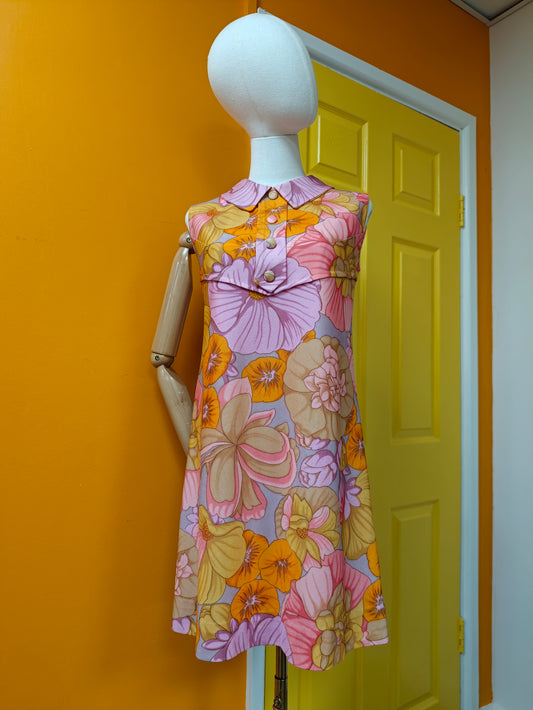 1960s floral dress - S/8/10