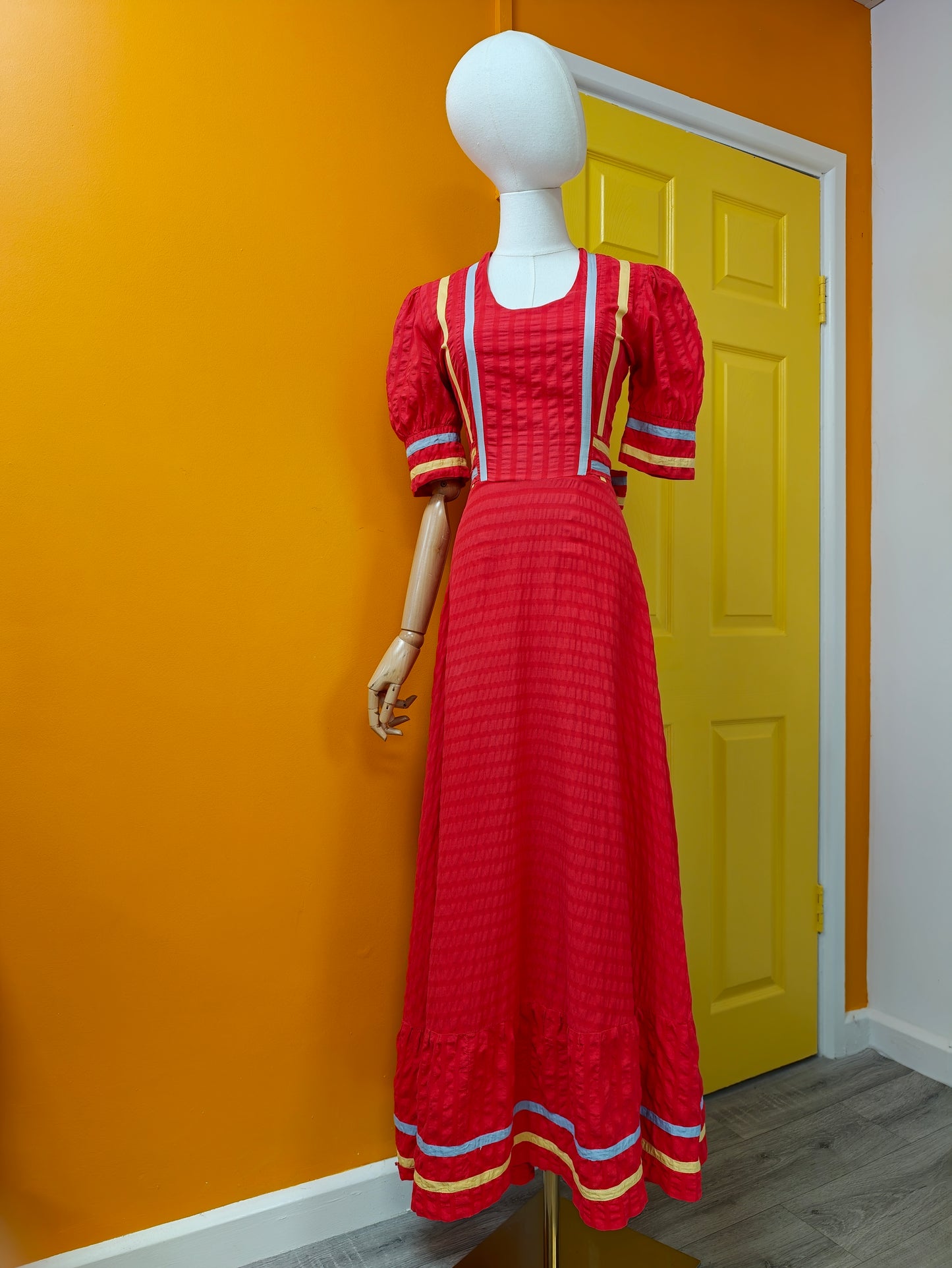 1970s Miss Mouse red cotton maxi dress - XS/6