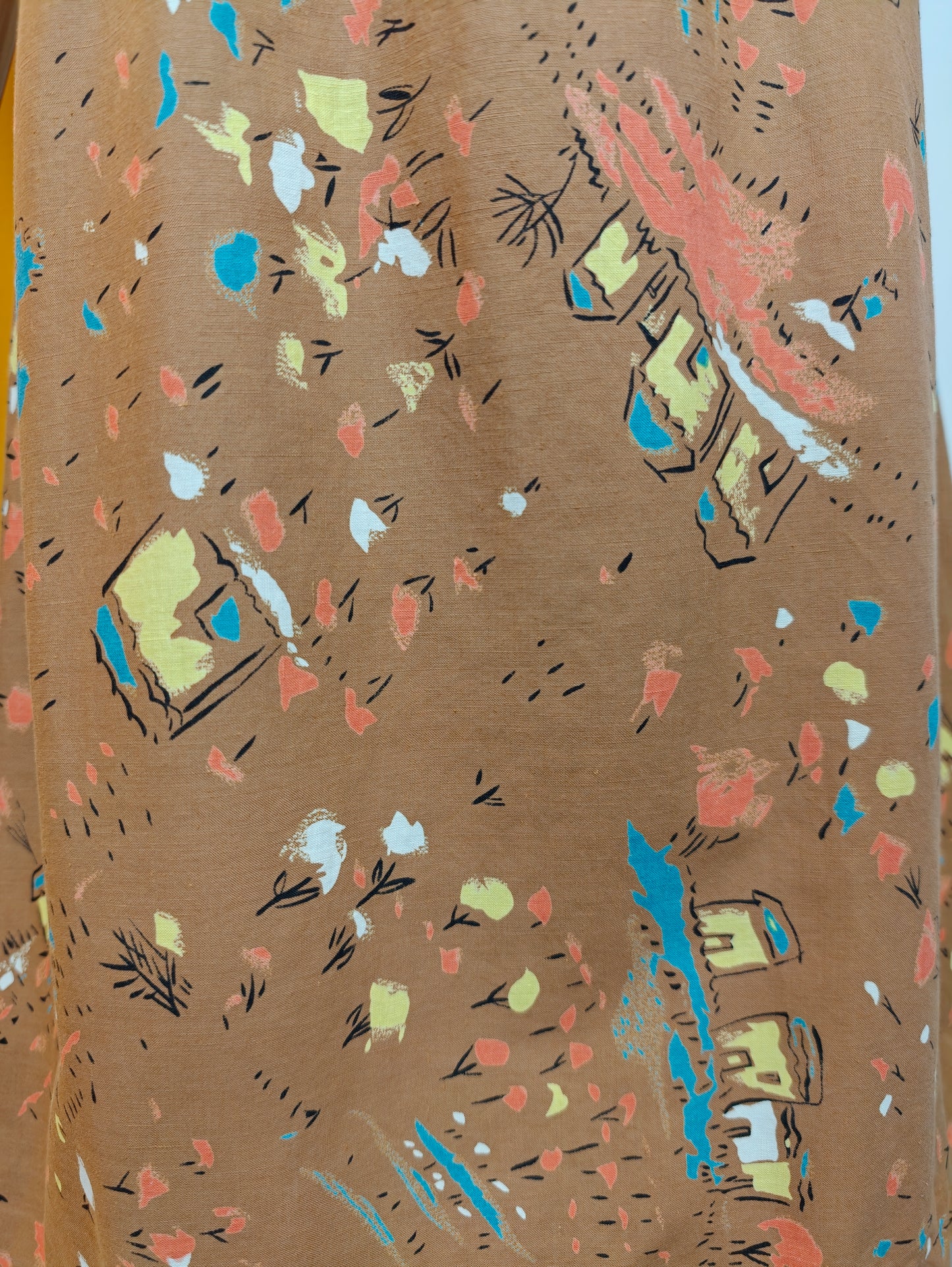 1960s novelty print cotton dress - S/10