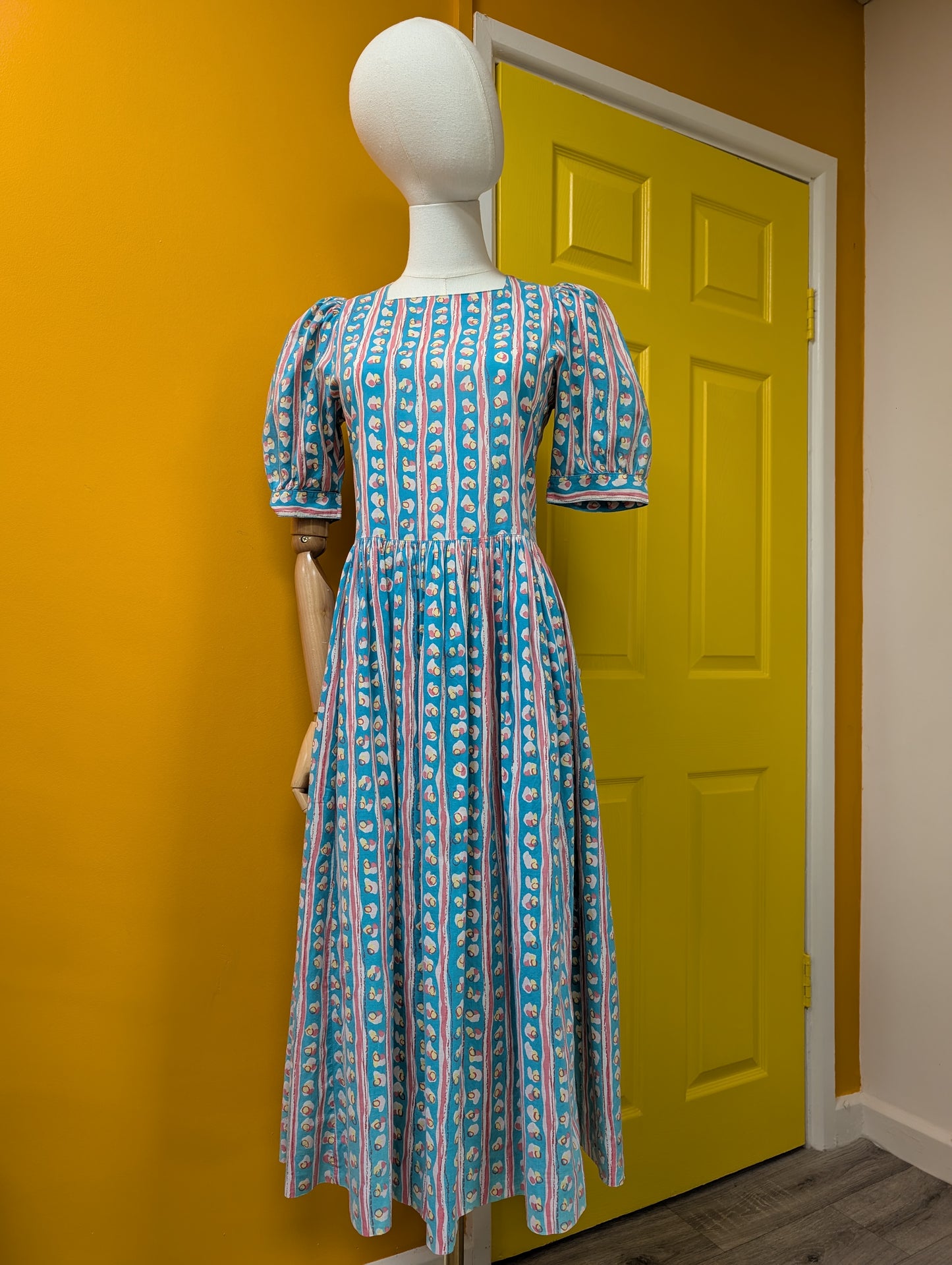 1980s Laura Ashley cotton dress & belt - S/8