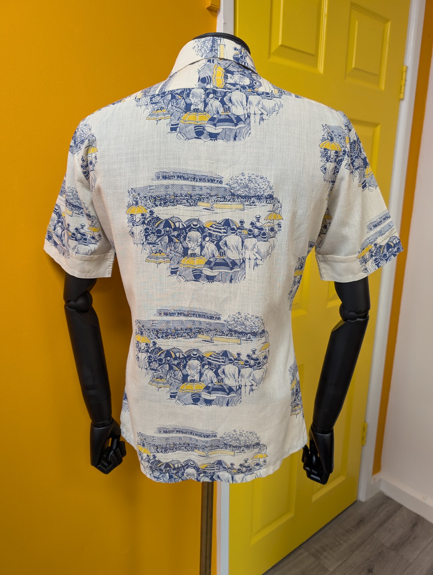 1970s Southern Comfort novelty tennis print shirt