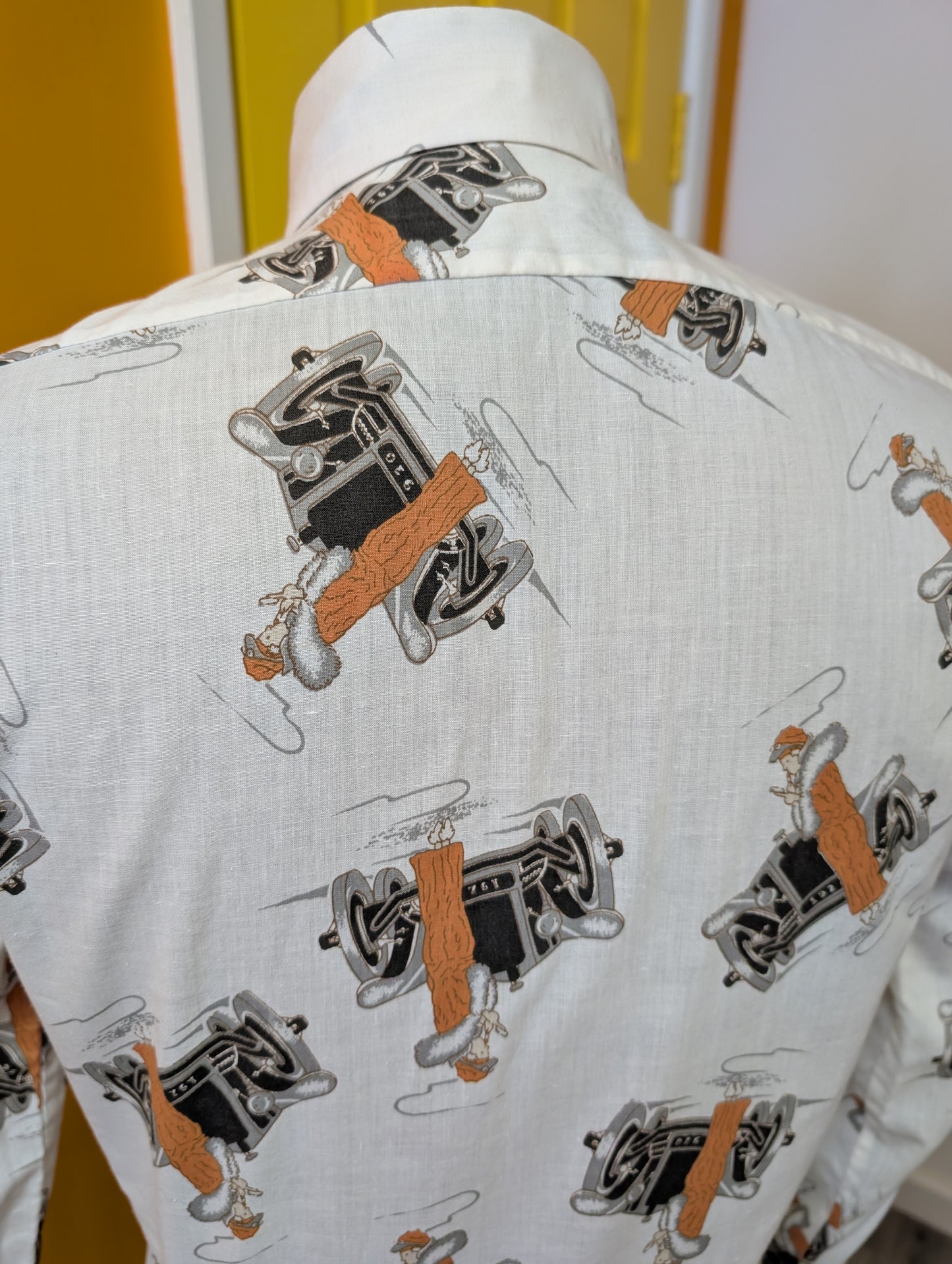 1970s Dickens novelty Art Deco print shirt