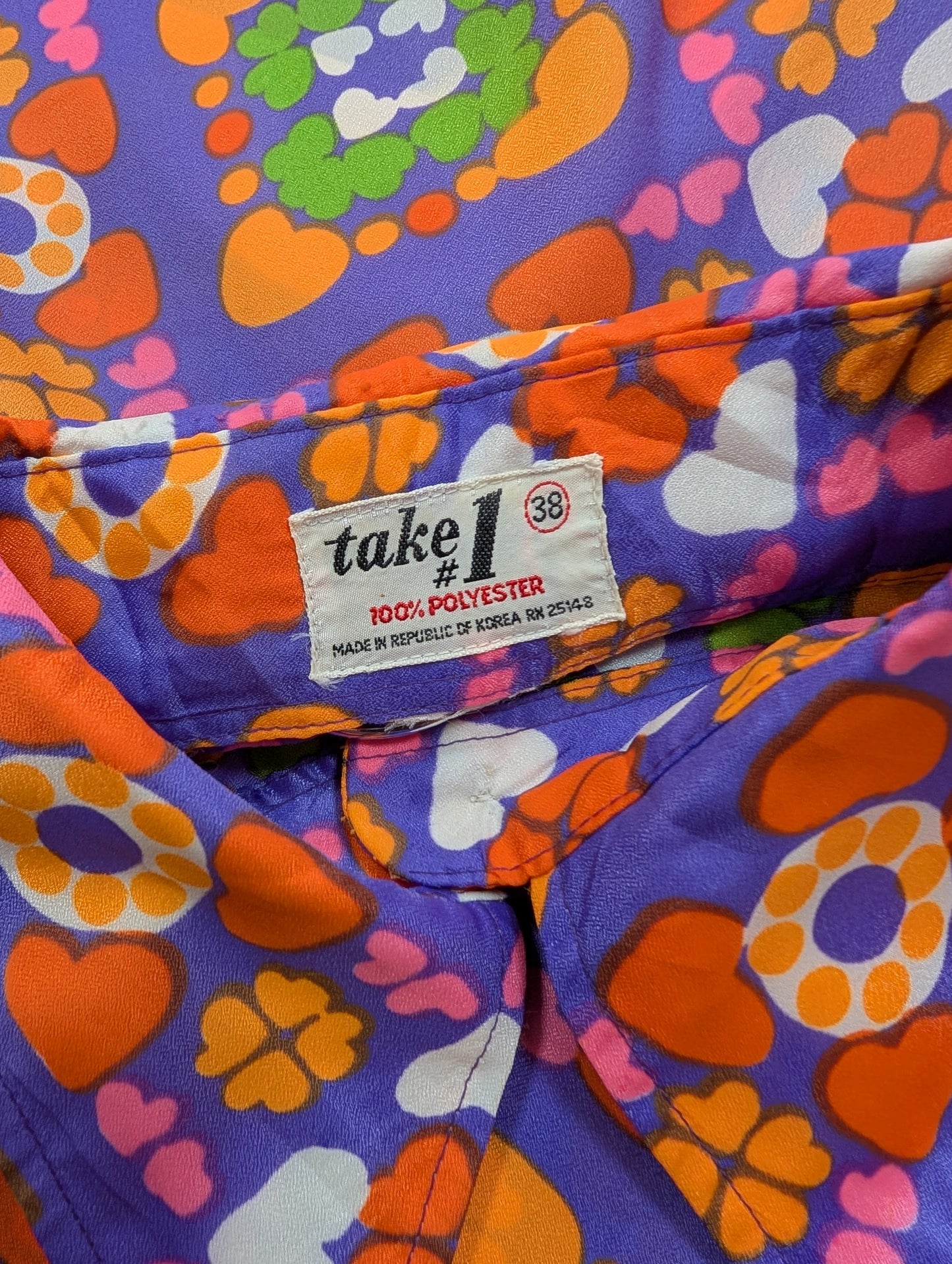 1970s Take #1 psychedelic dagger collar shirt - M