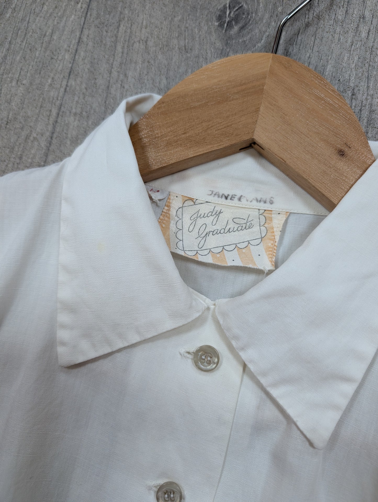 1950s Judy Graduate white cotton shirt - S/10