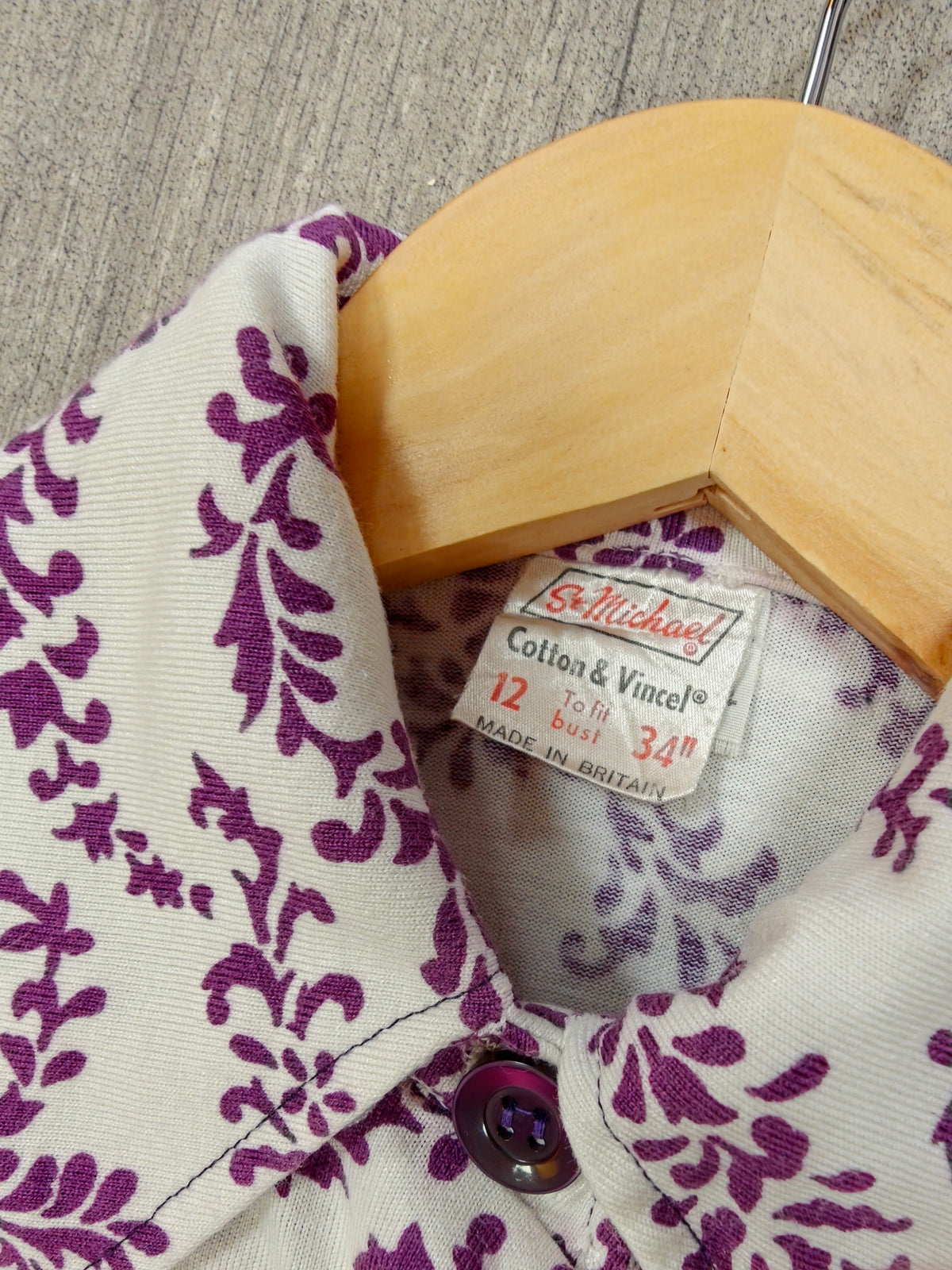 1970s St Michael purple & white beagle collar mini dress - XS/6