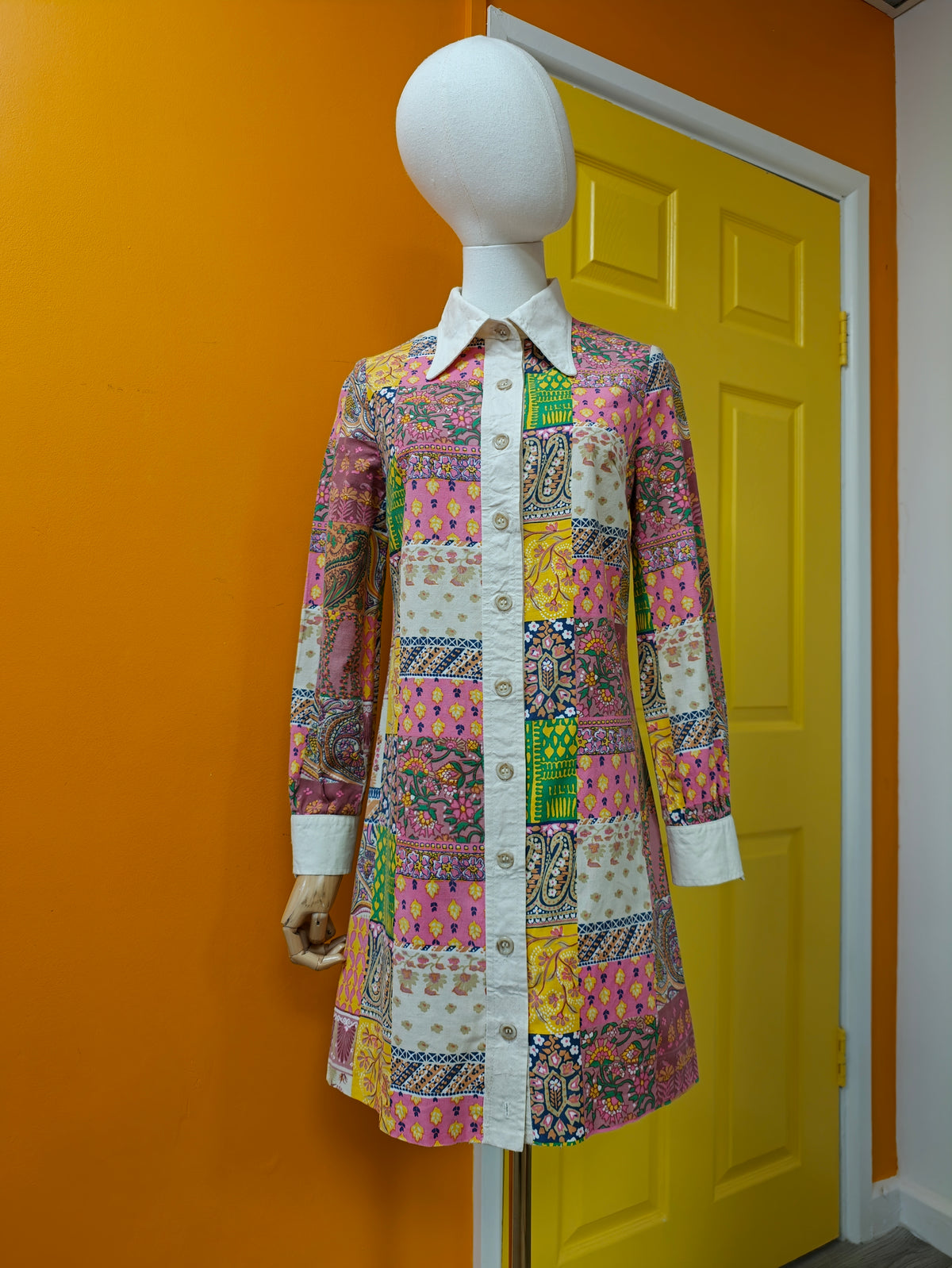 1960s John Marks patchwork print dress - S/10