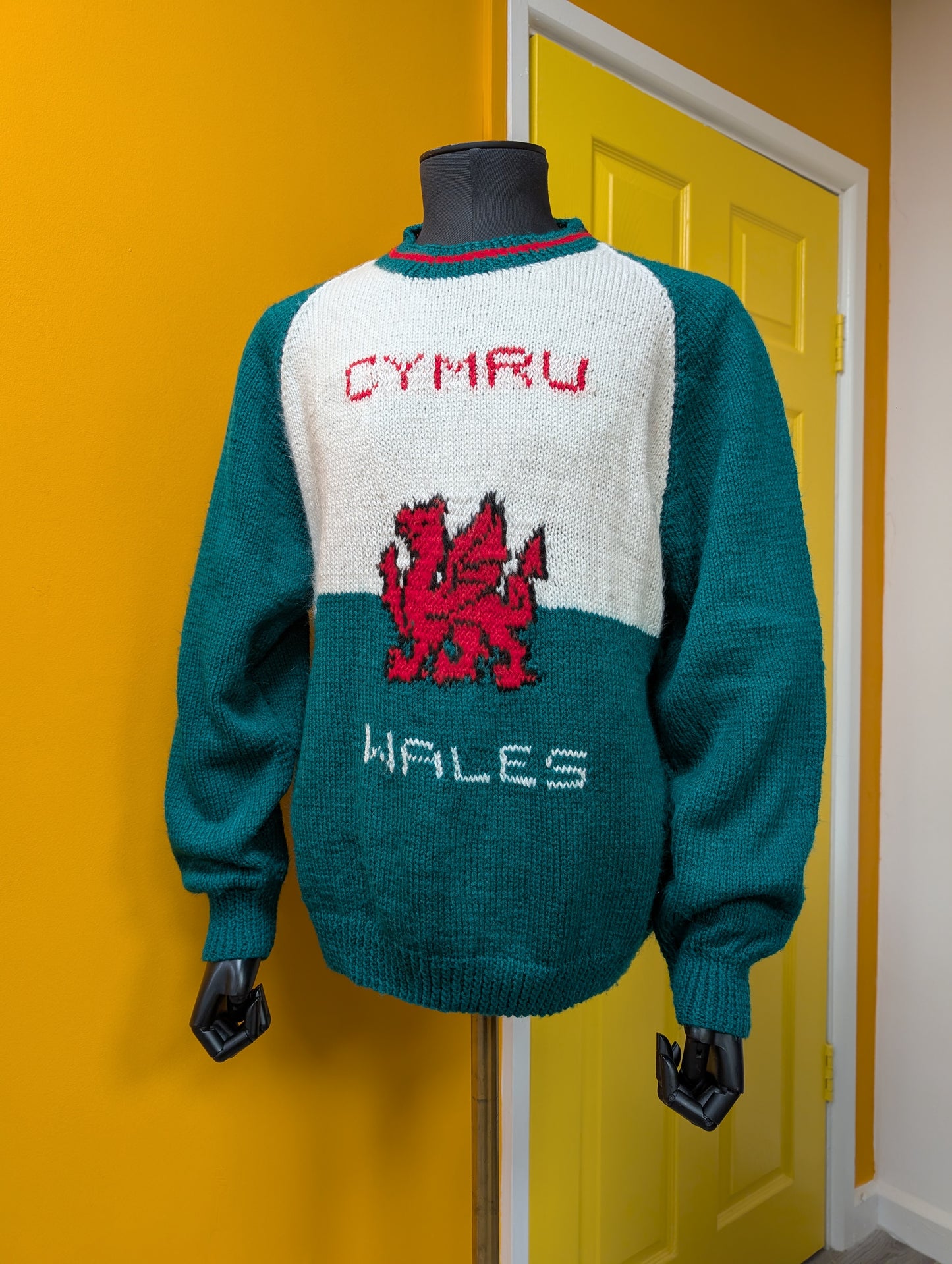 Hand knitted Wales Cymru Am Byth jumper