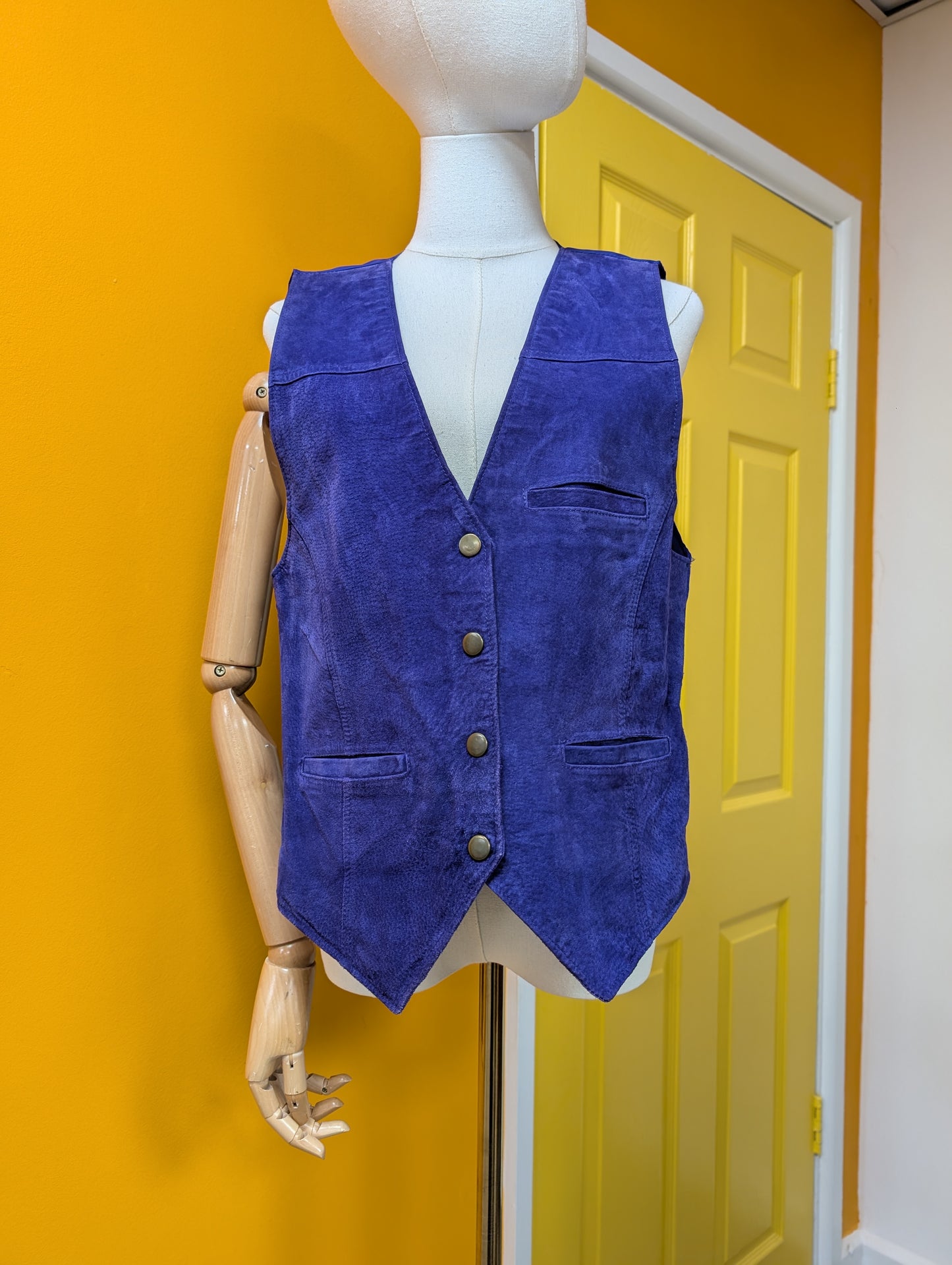 1990s Don't Stop purple suede waistcoat
