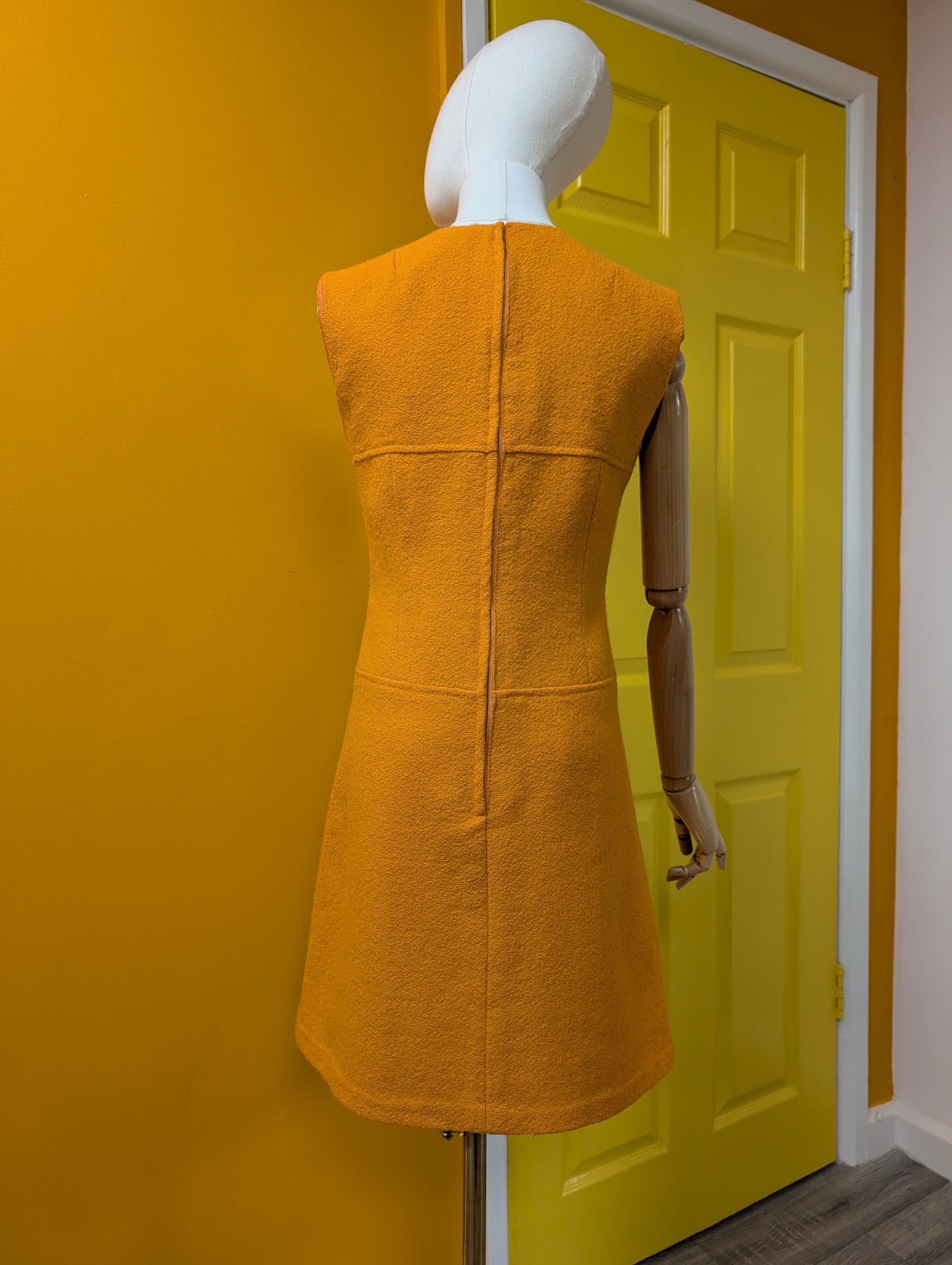 1960s Aubrey Segal orange boucle wool dress & coat - S/8/10