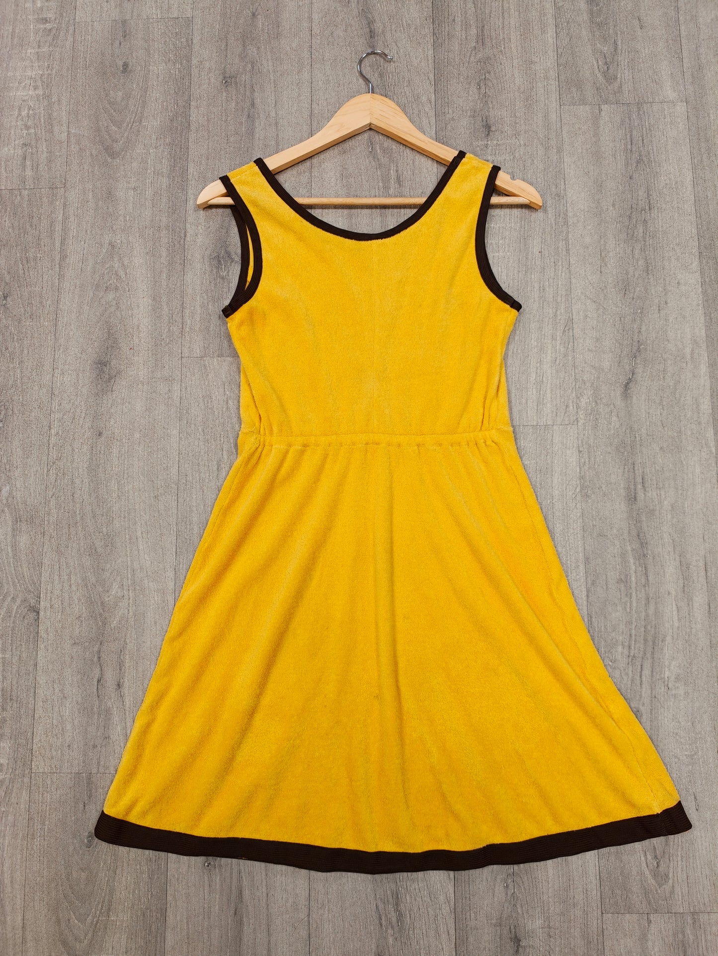 St Michael yellow towelling dress - S/8/10