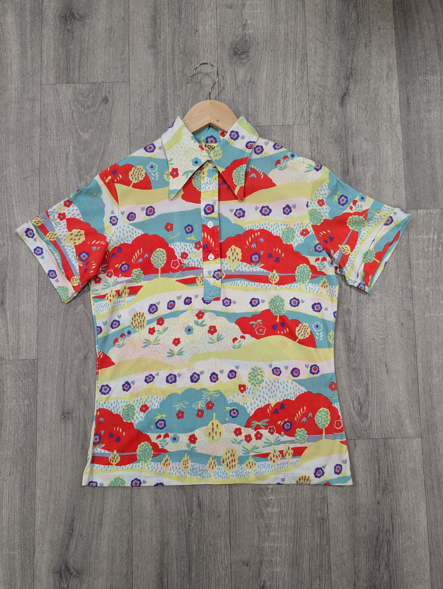 1970s RSC psychedelic novelty print shirt - M
