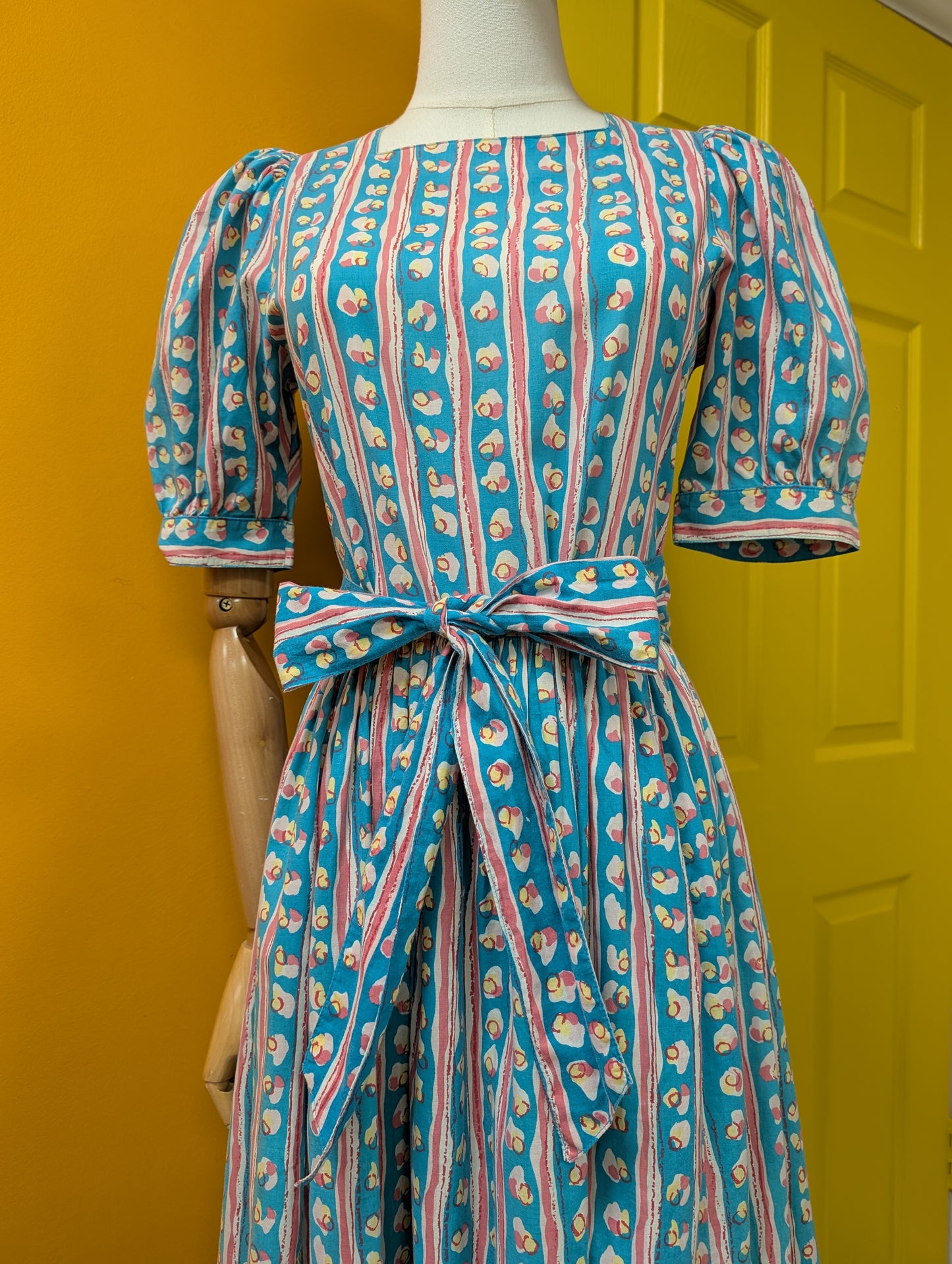 1980s Laura Ashley cotton dress & belt - S/8