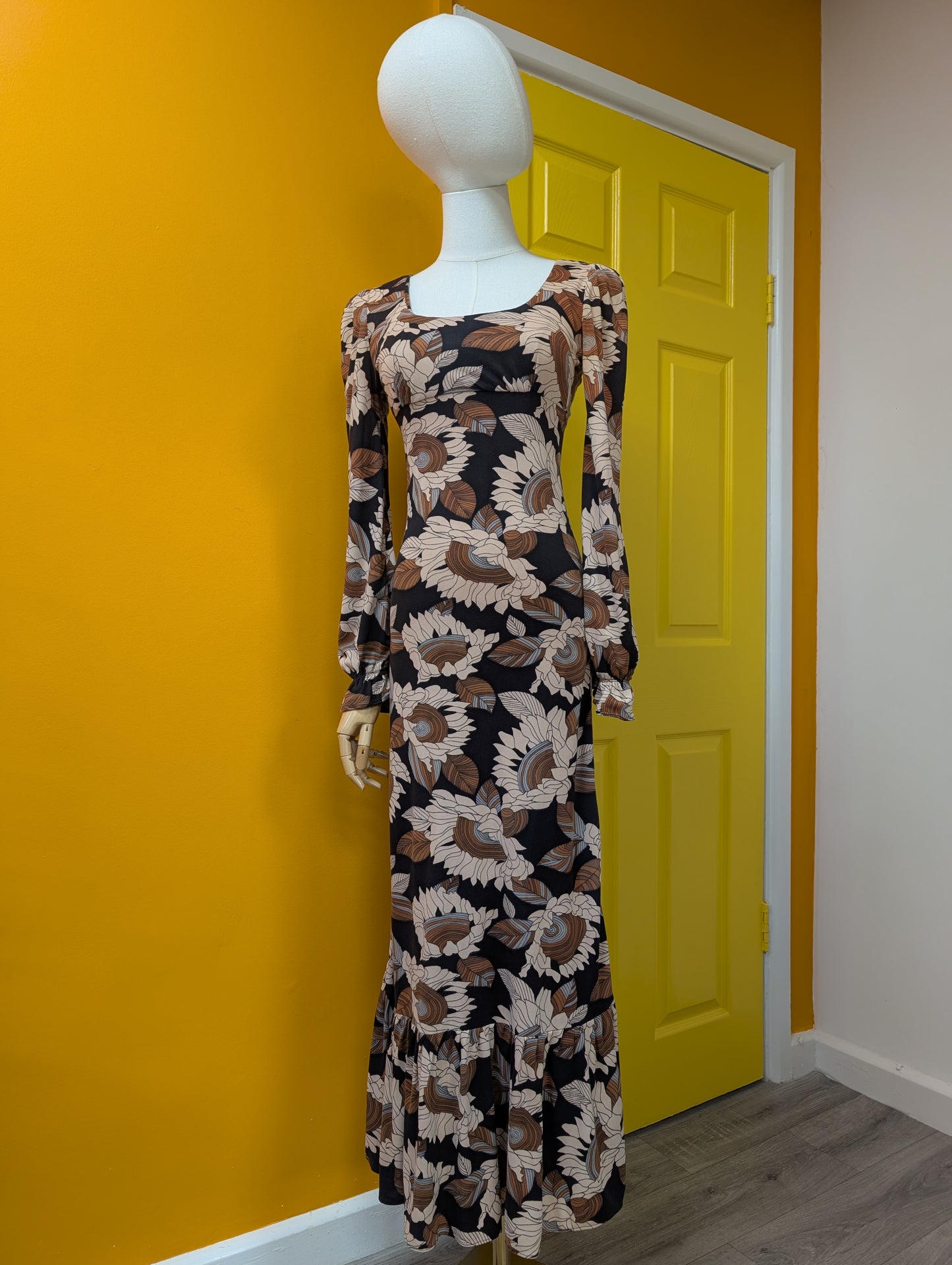 1970s Lewis Barnett floral dress - XS
