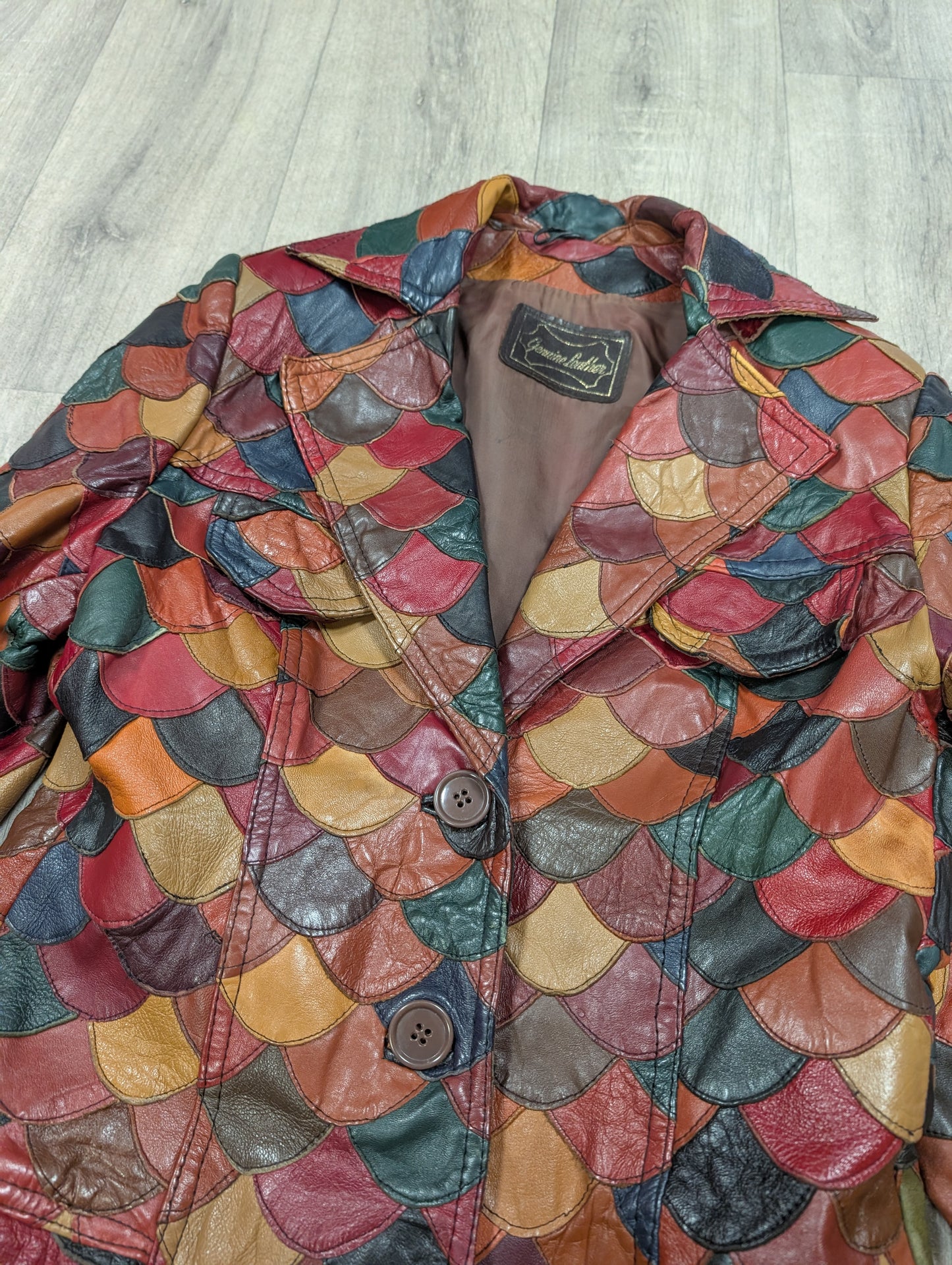 Epic 1970s fish scale leather jacket