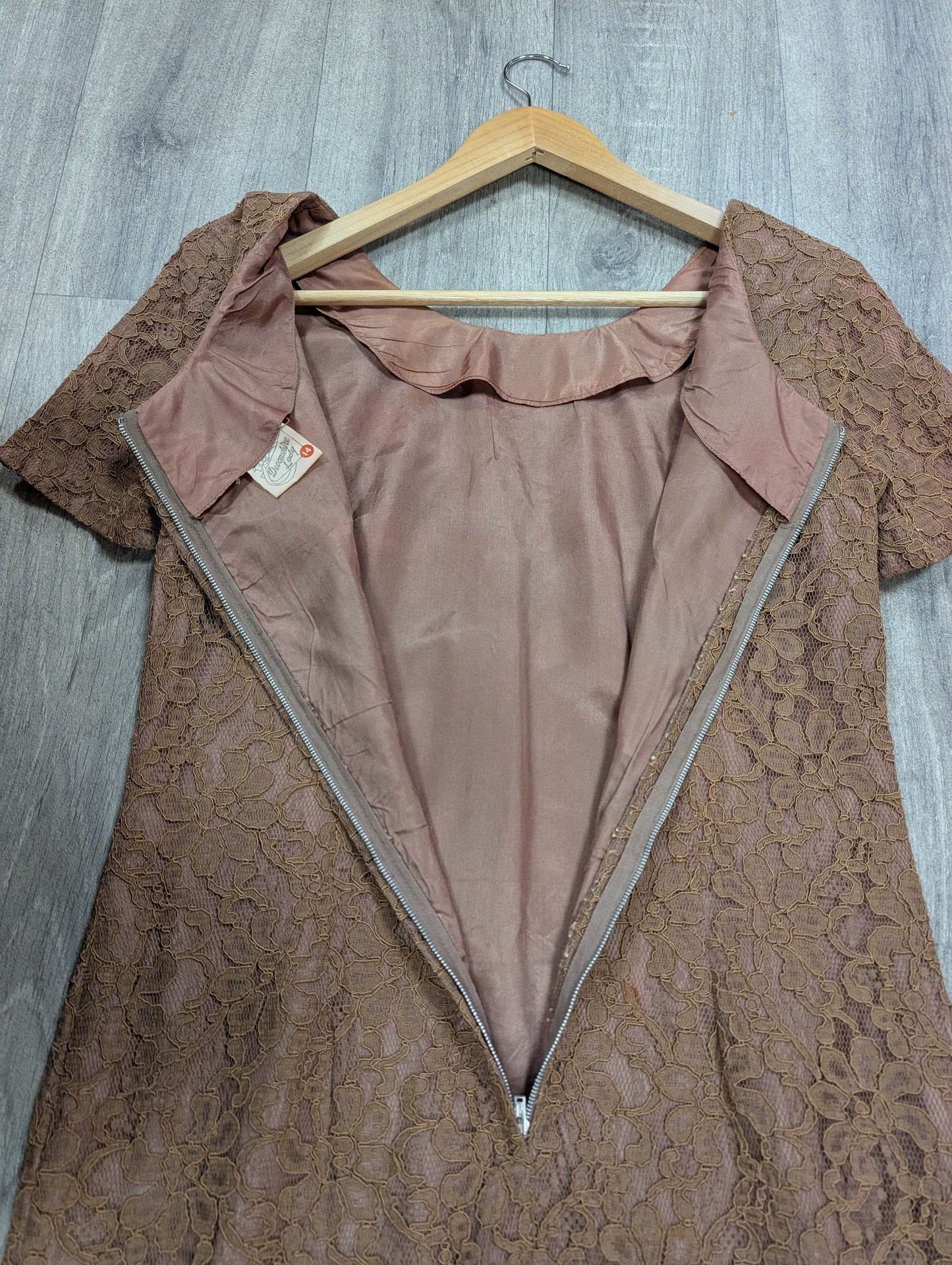 1960s Devonshire Lady brown lace dress suit - S/10