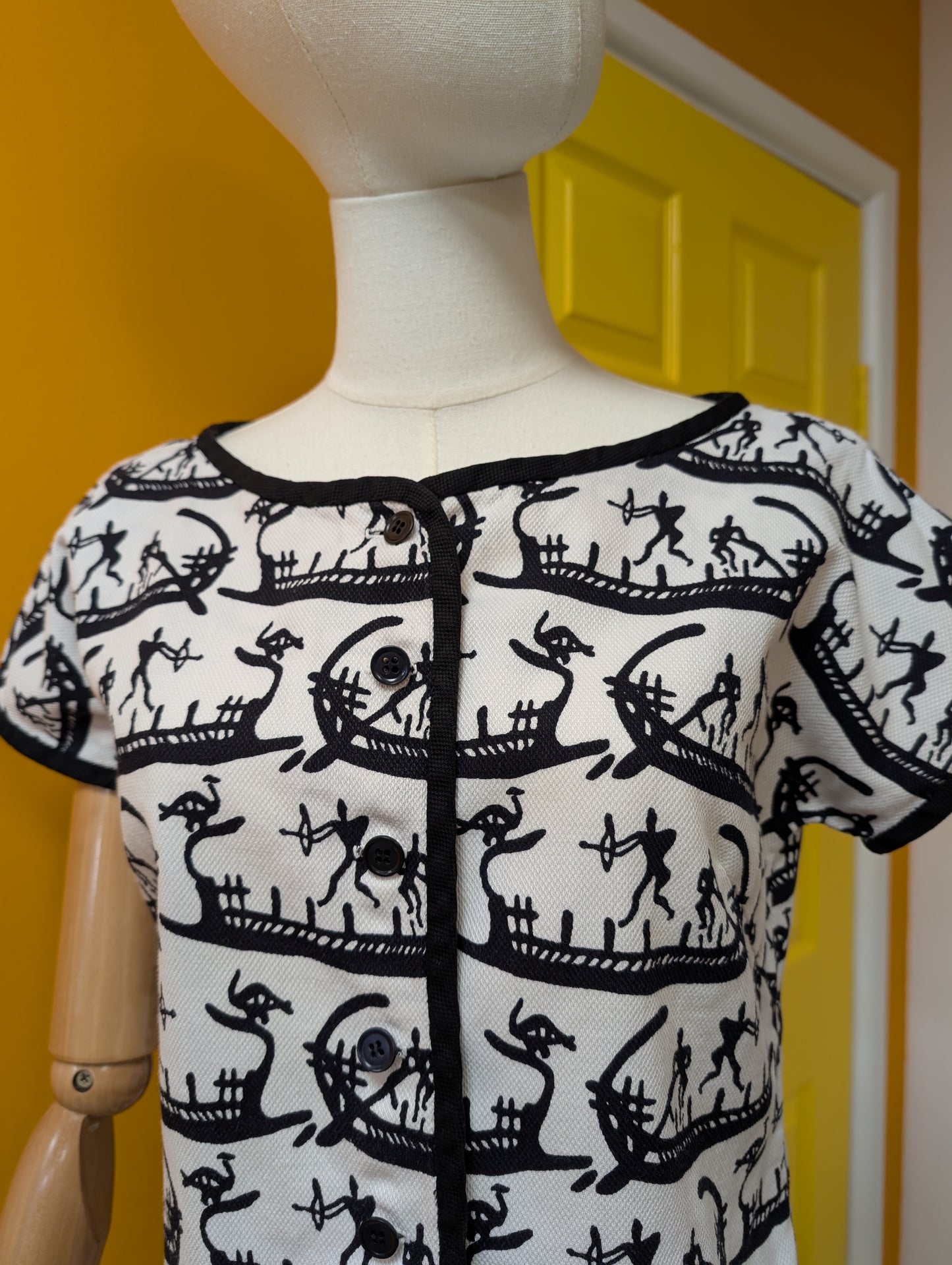 50s/60s Nardis of Dallas cotton novelty print gondola top