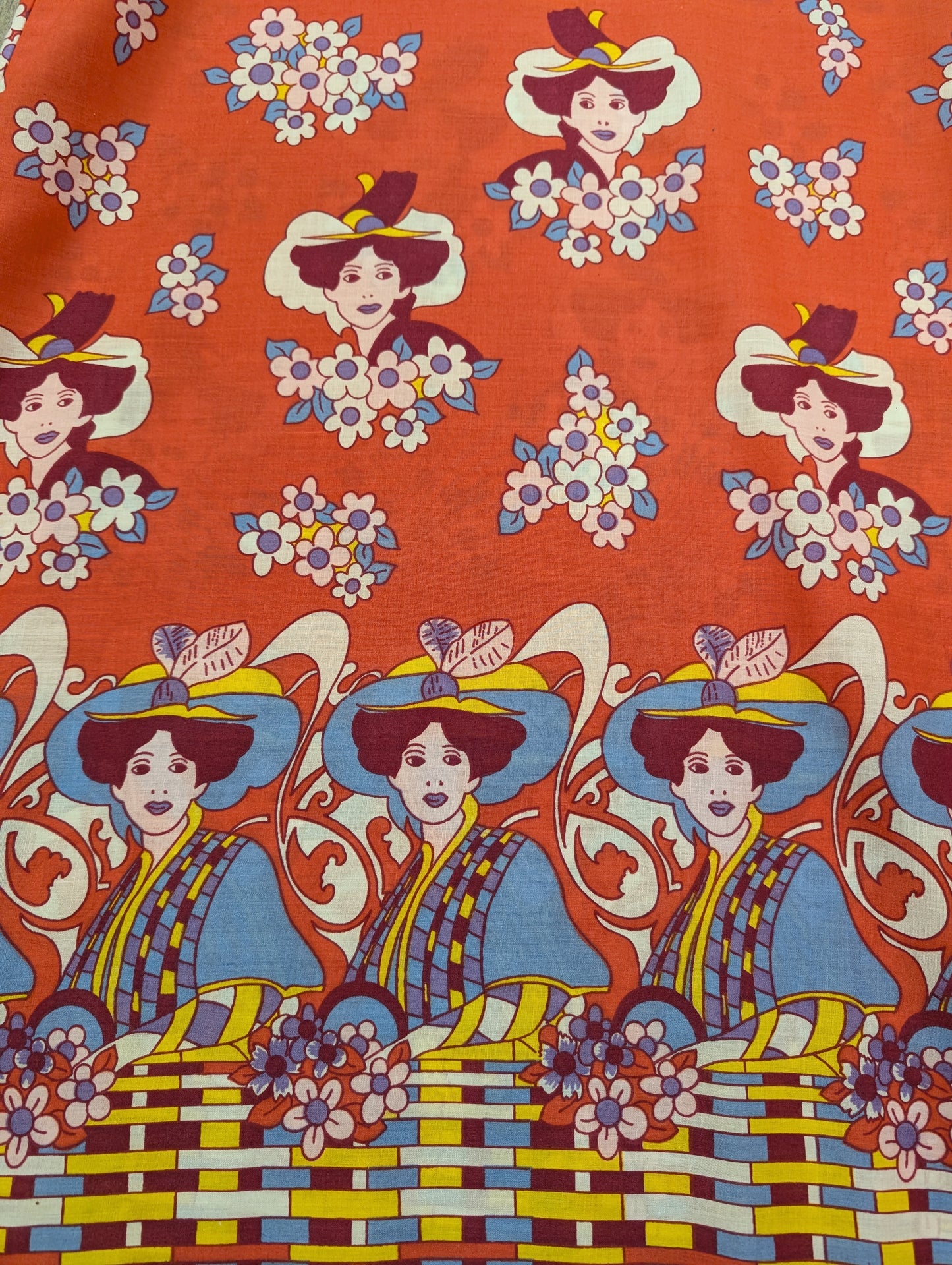 1970s novelty print maxi dress - M