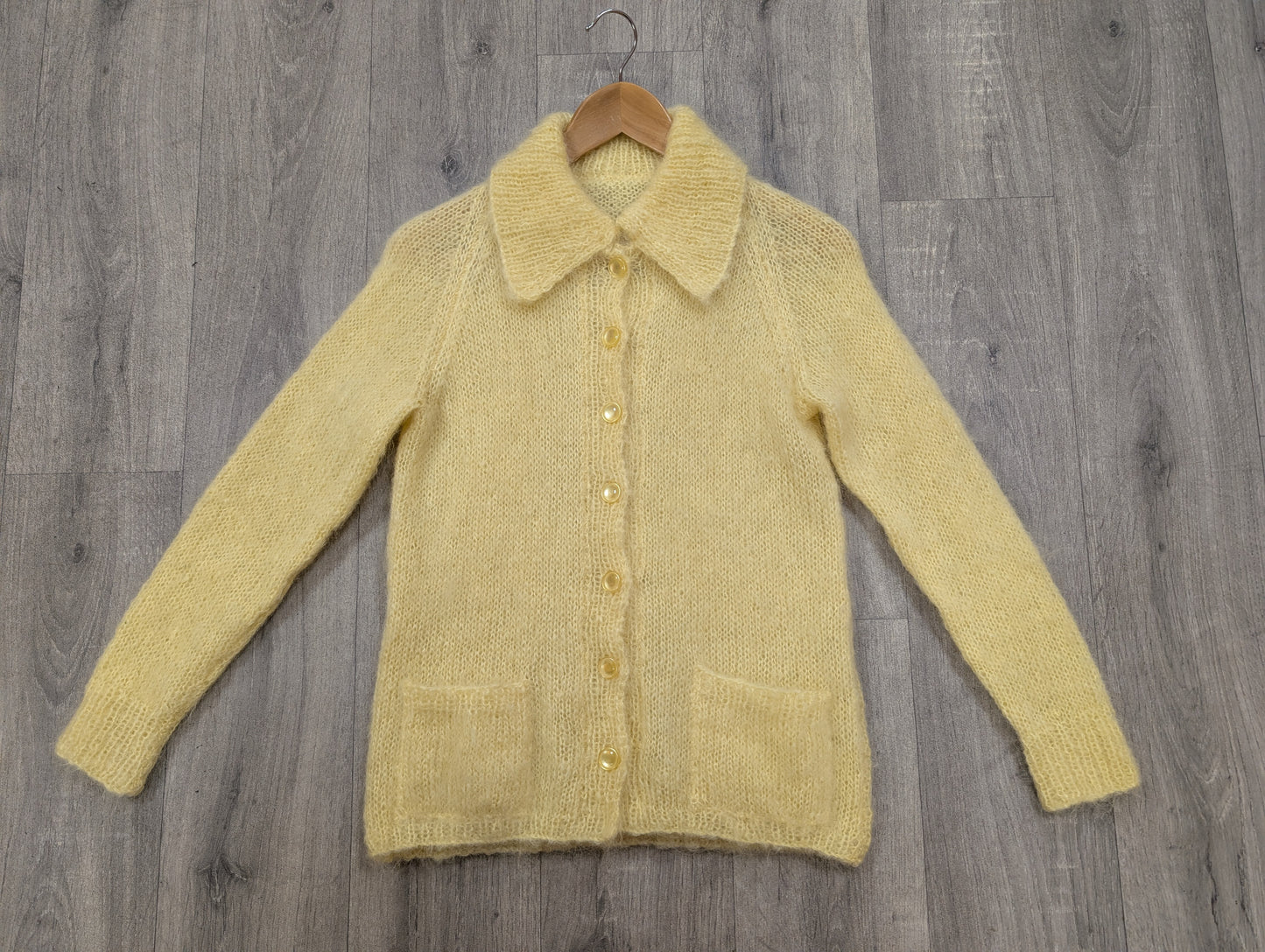 1960s yellow mohair cardigan - XS