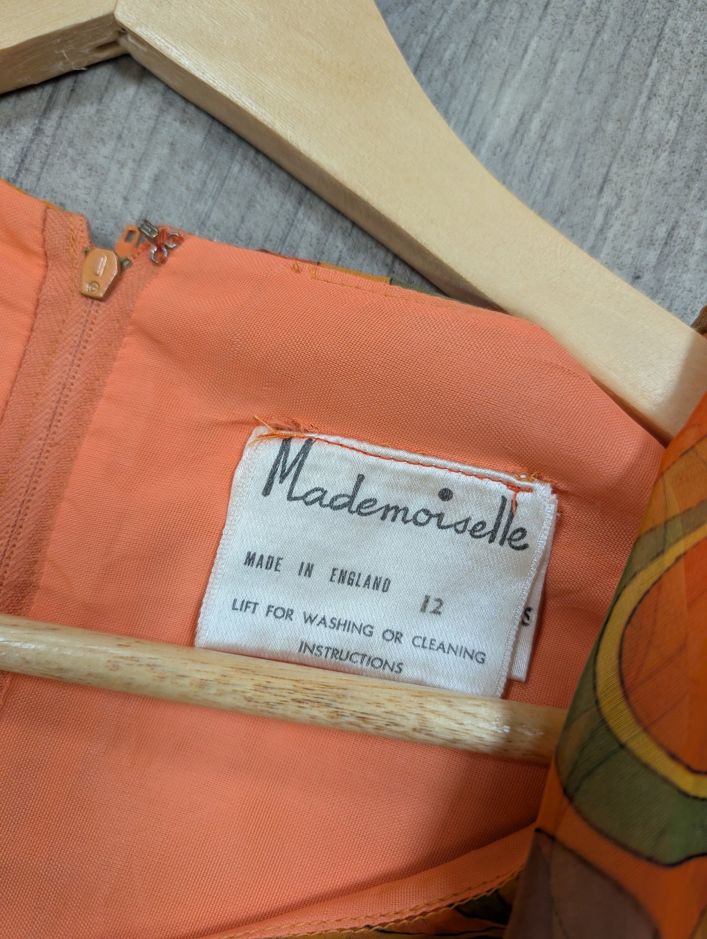 1960s Mademoiselle psychedelic orange dress - S/8