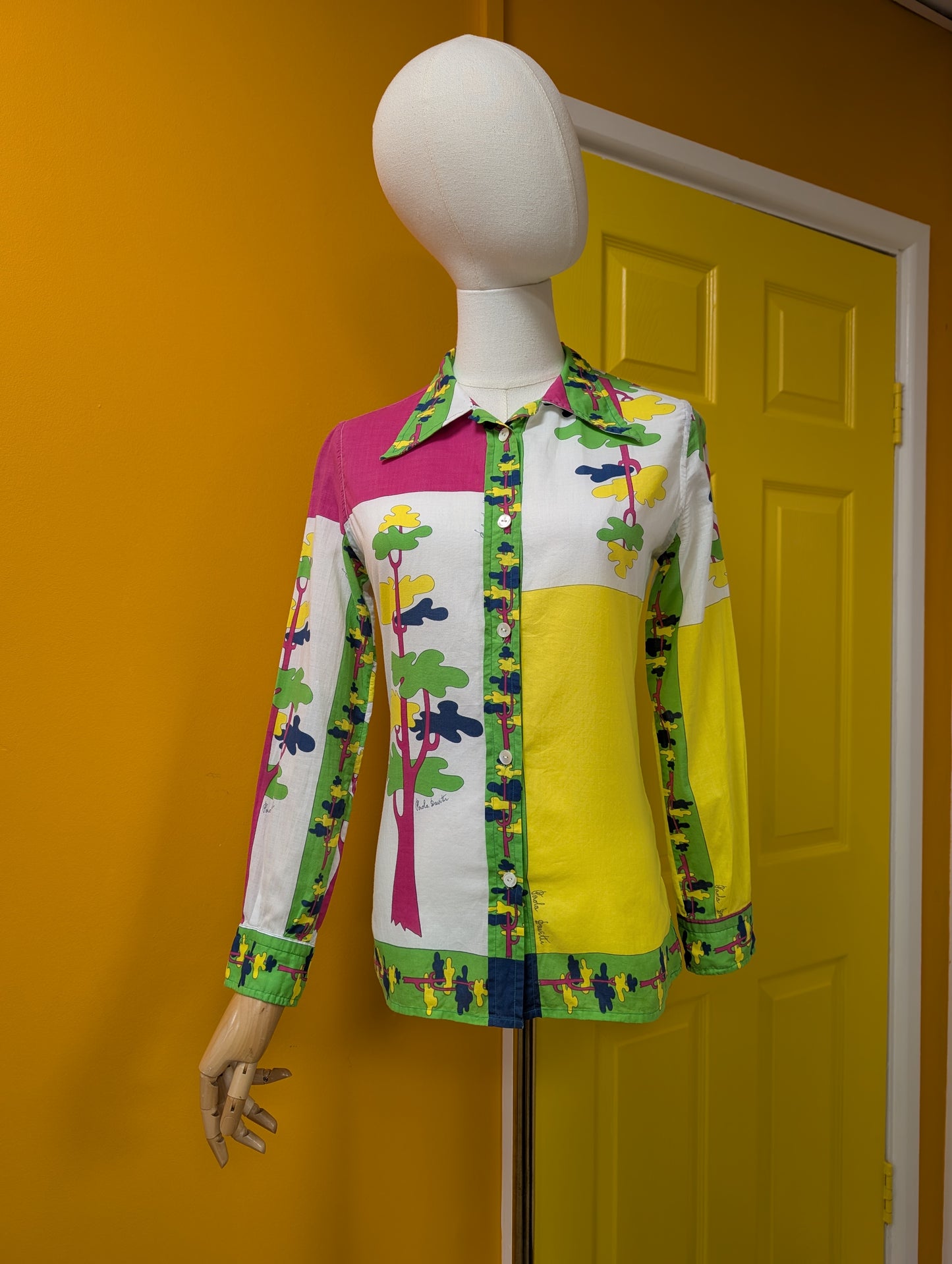 Stunning 1970s Paola Davitti novelty print cotton shirt - XS