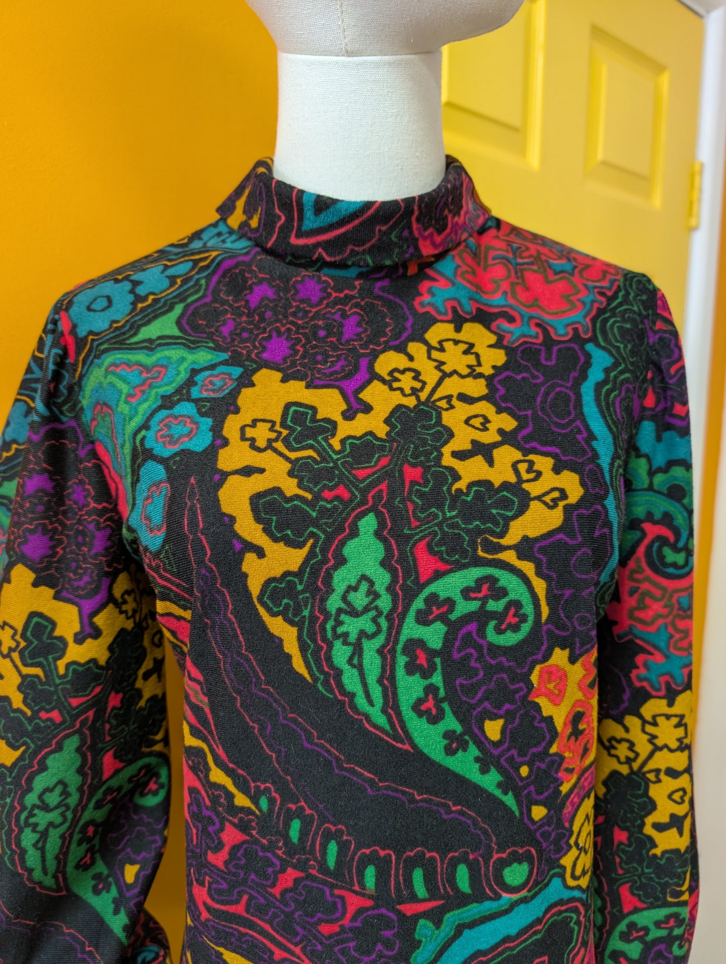 1970s psychedelic paisley maxi dress - M/12