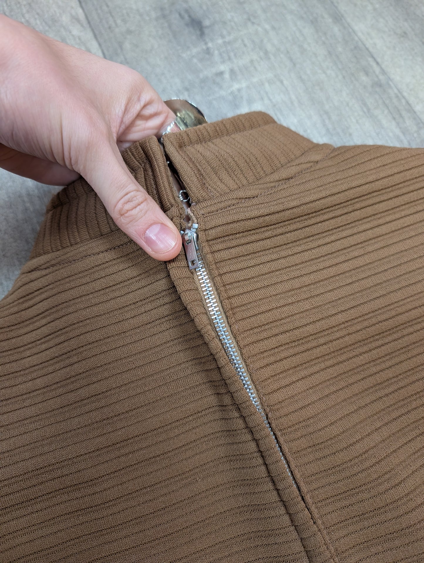 1960s brown crimplene dress - M/14