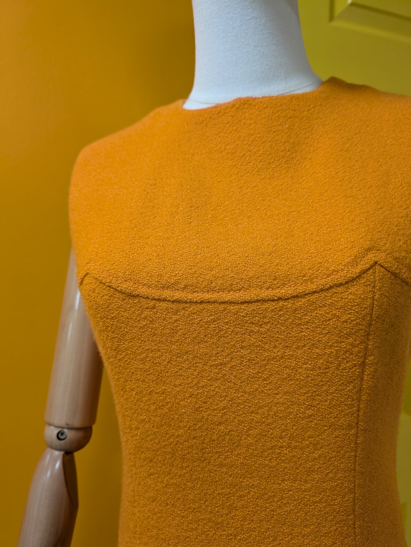 1960s Aubrey Segal orange boucle wool dress & coat - S/8/10