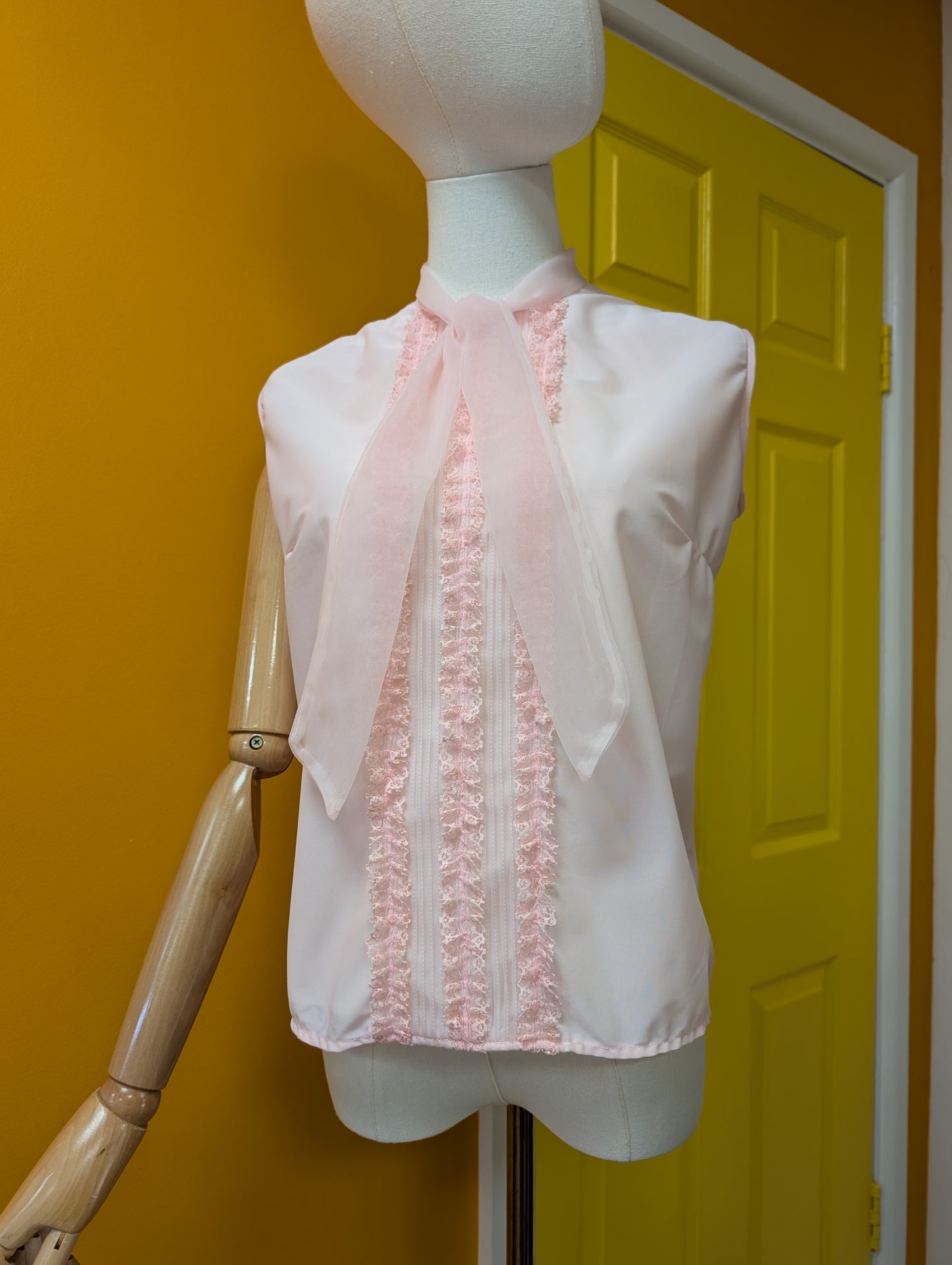 1960s pink nylon top - M/12/14