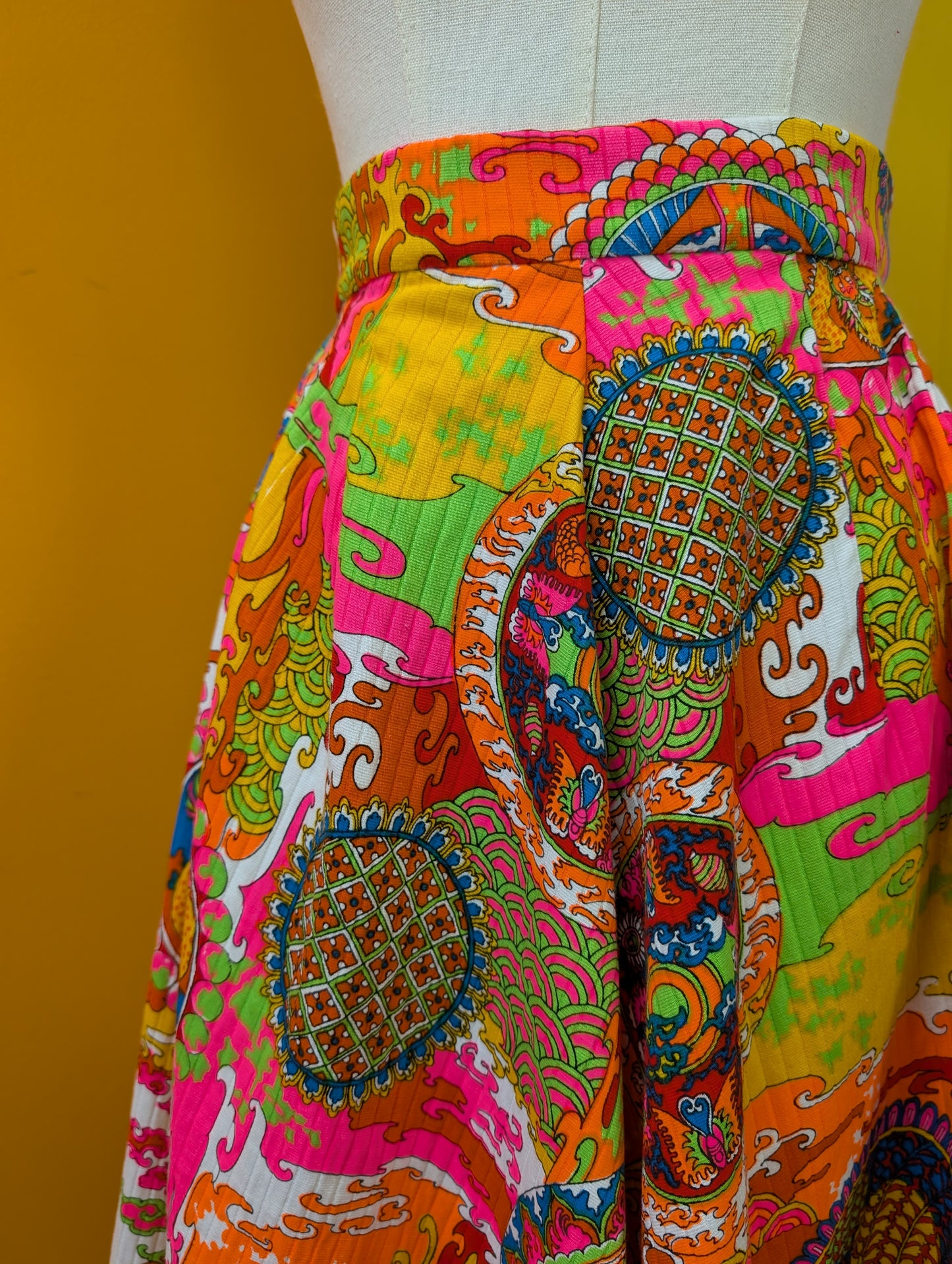 Alexander Clare psychedelic Chinese dragon print cotton skirt - 27" waist