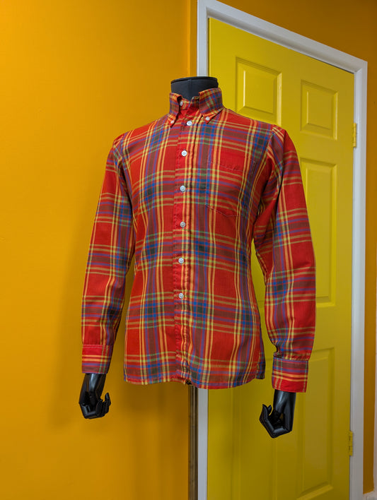 1970s Brutus Trimfit check shirt button down collar