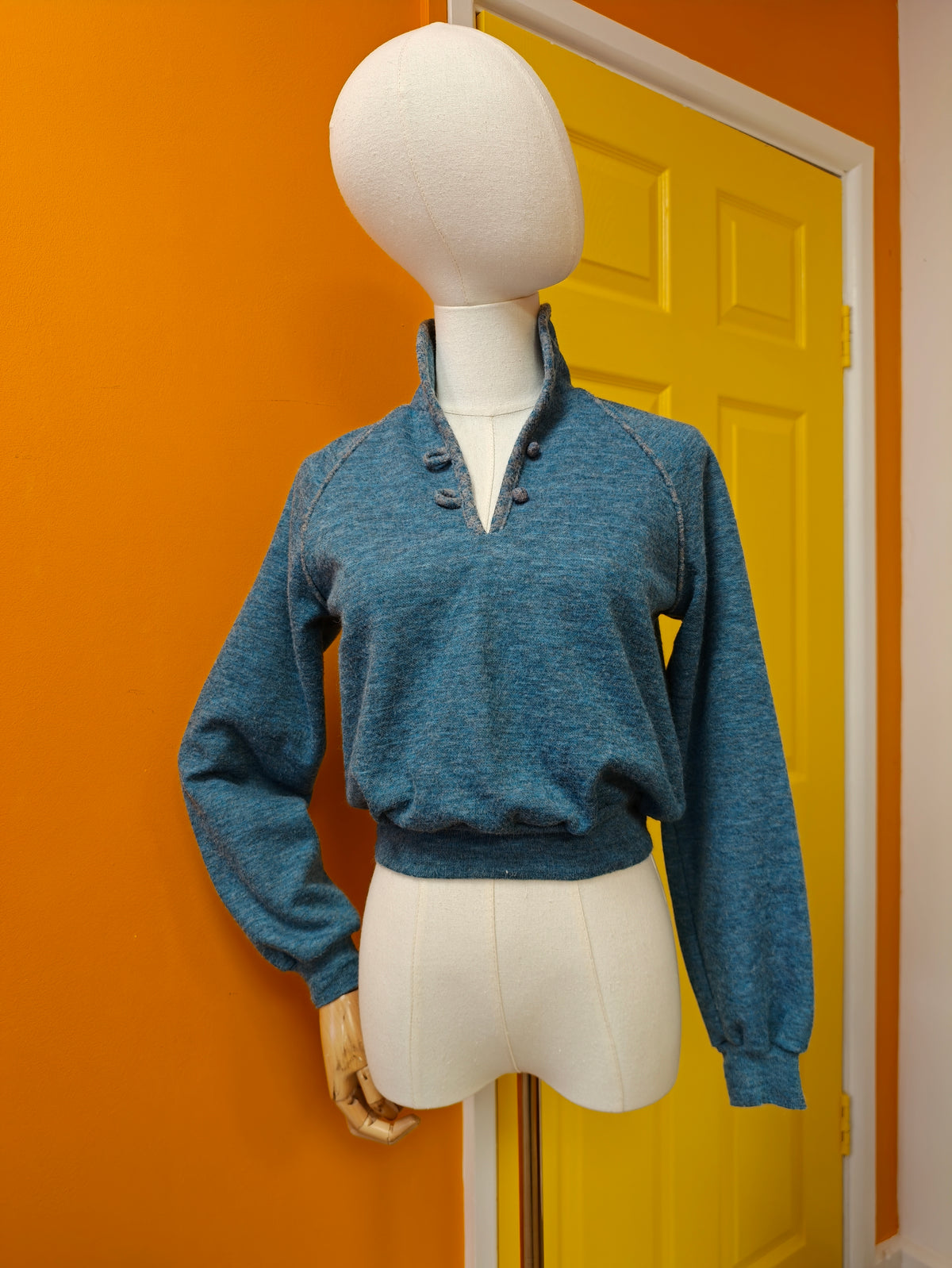 1970s Cathy Sue blue jumper - XS/S