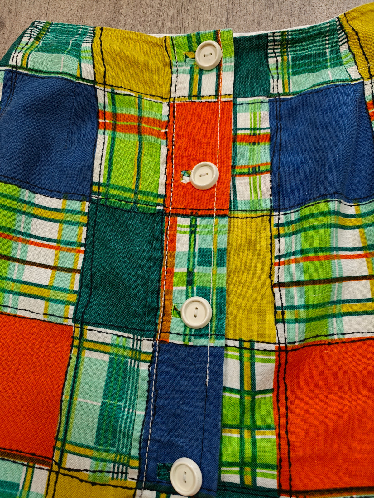 60s/70s patchwork print mini skirt - 24" waist