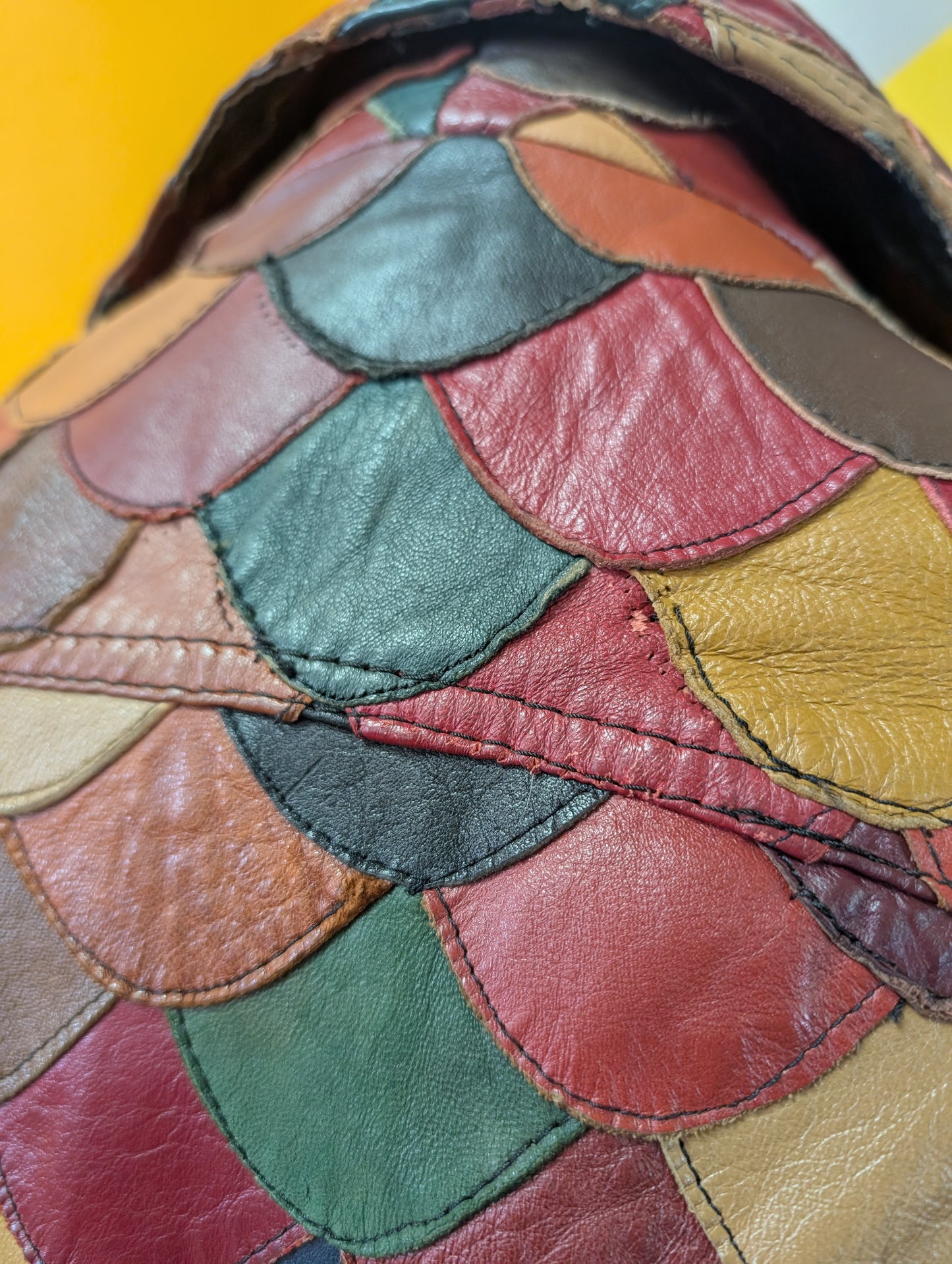 Epic 1970s fish scale leather jacket