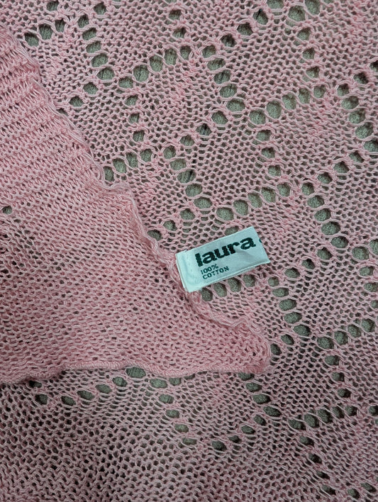 80s/90s Laura Ashley pink cotton shawl/scarf