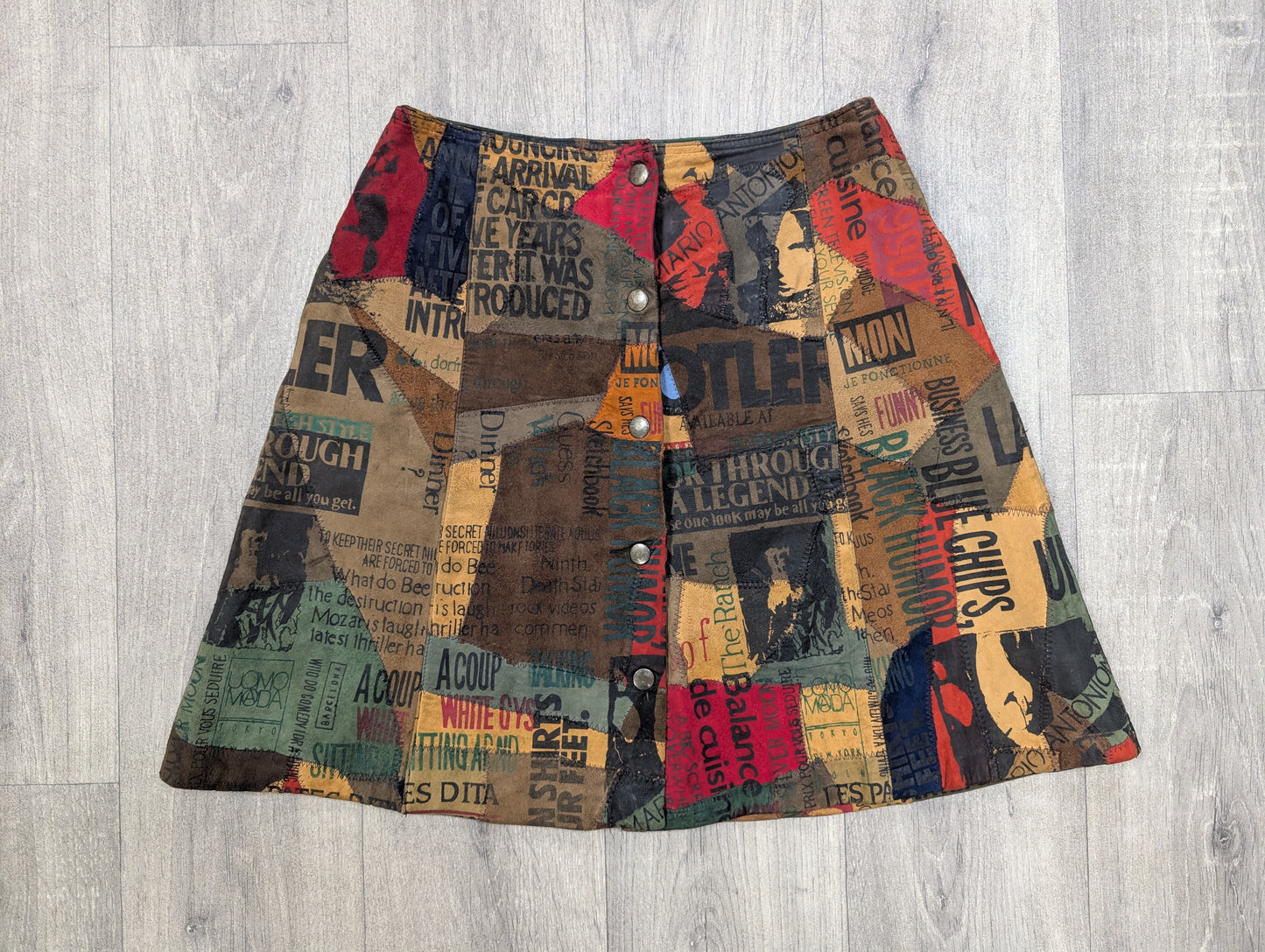 90s/Y2K Winch patchwork suede skirt - 26" waist