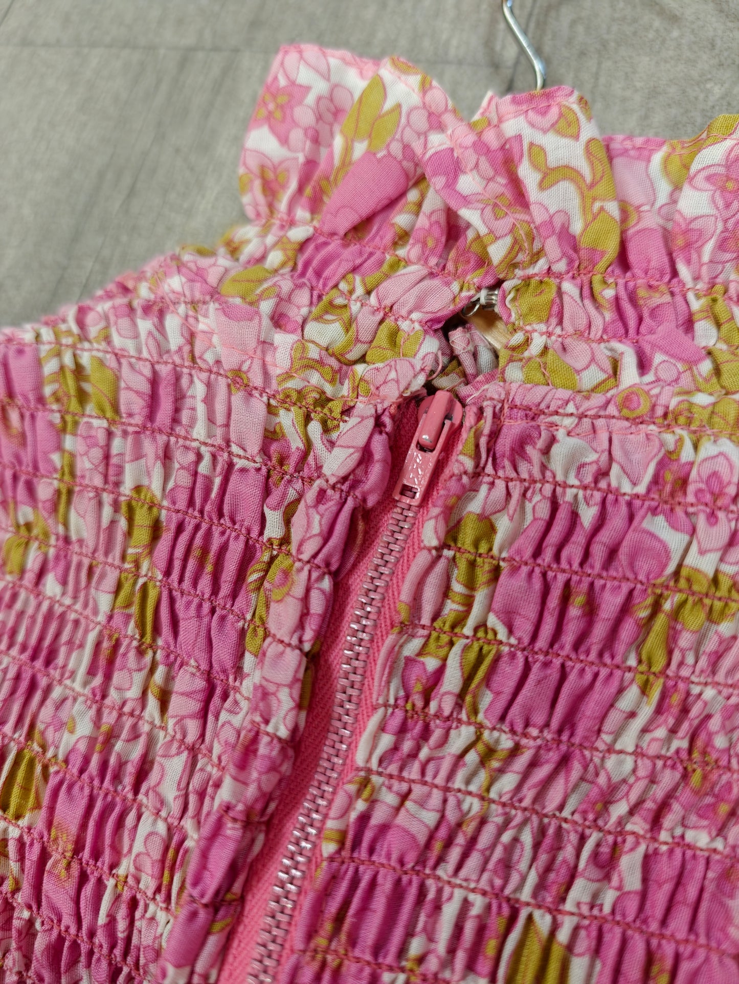 60s/70s pink floral maxi dress - XS/6