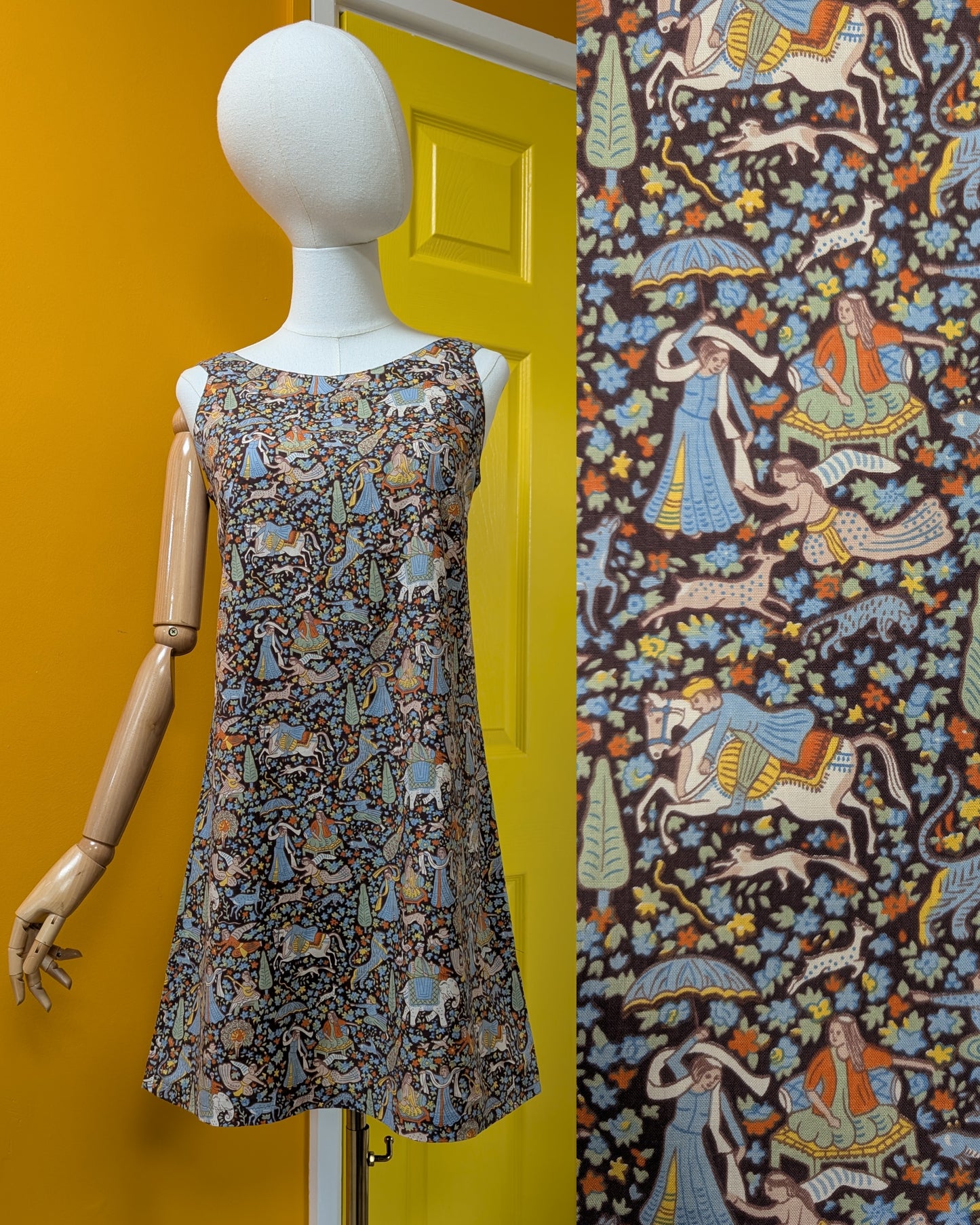1960s Warrender Liberty fabric novelty print cotton dress - S/8