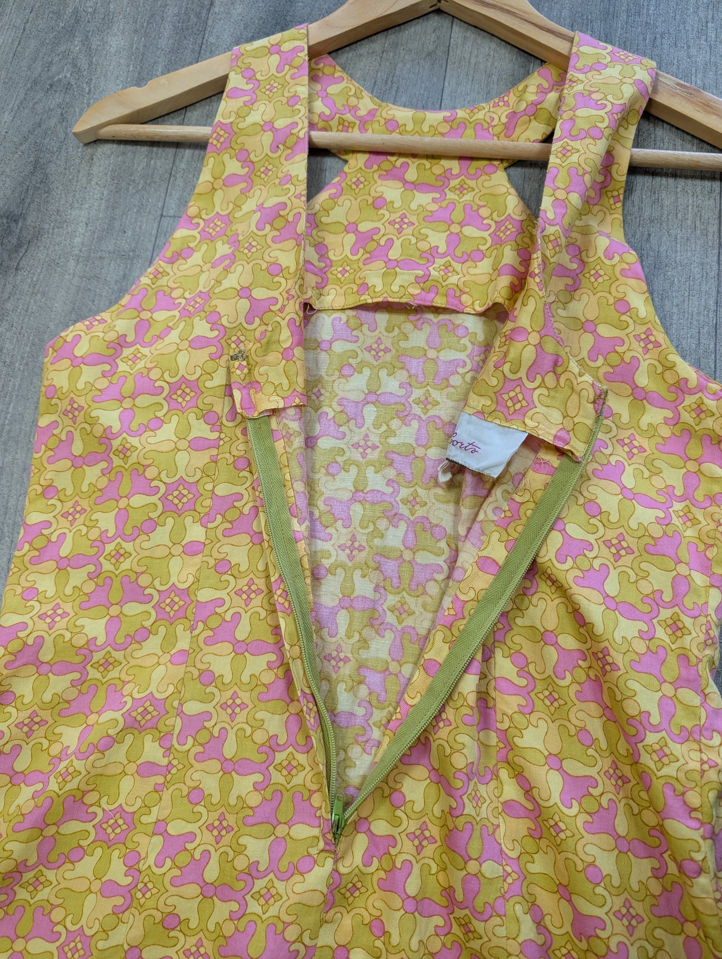 1960s Kay Sports psychedelic cotton mini dress - S/8/10