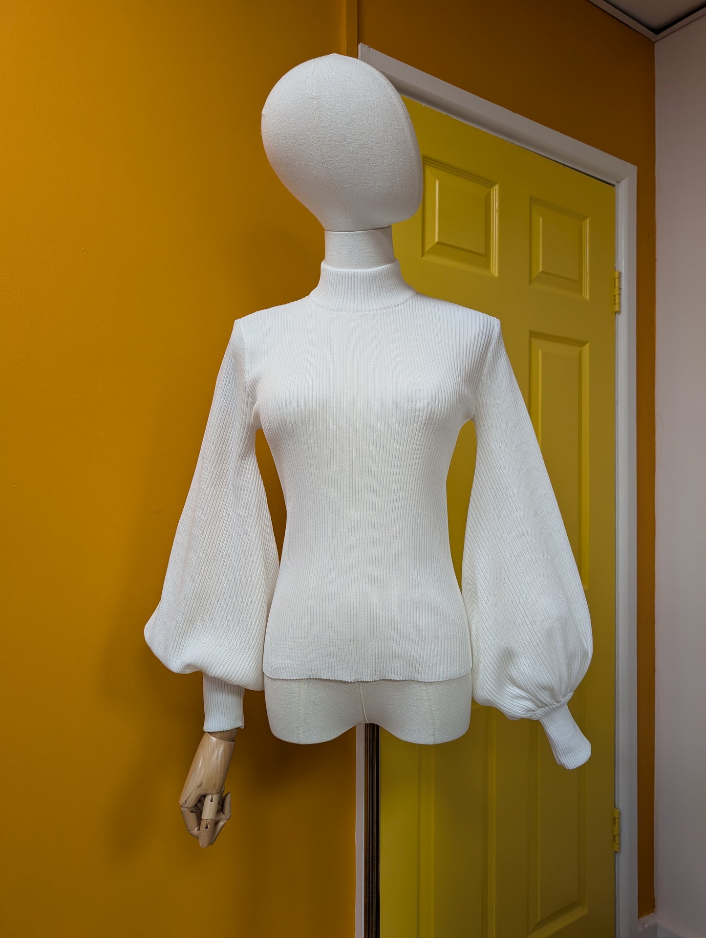 1970s Jersey Masters white bishop sleeve top