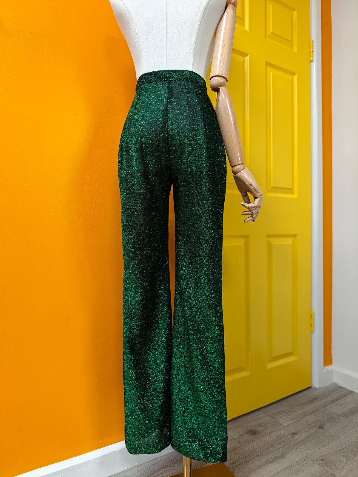 Green lurex trousers - XS