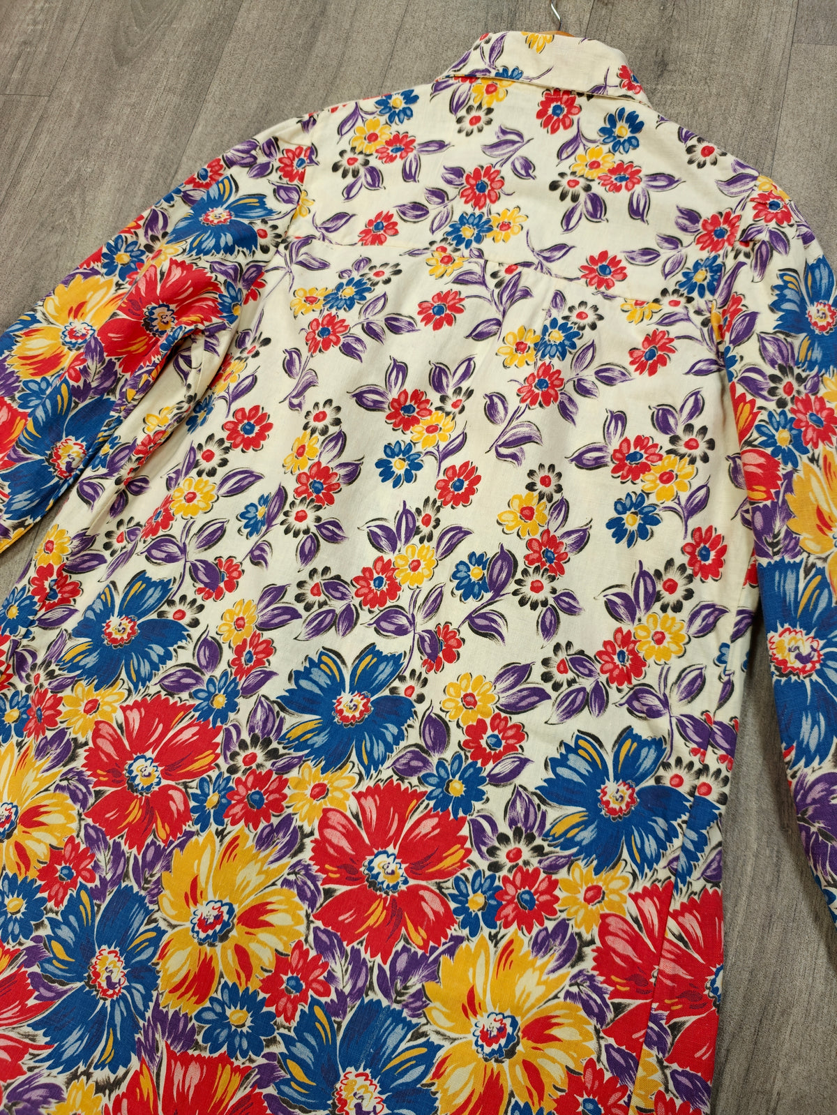 1940s floral cotton chore smock/housecoat