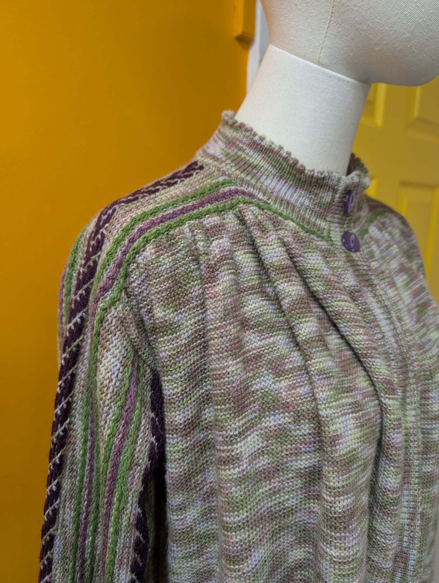 1970s Annie Cossins hand loomed wool blend cardigan