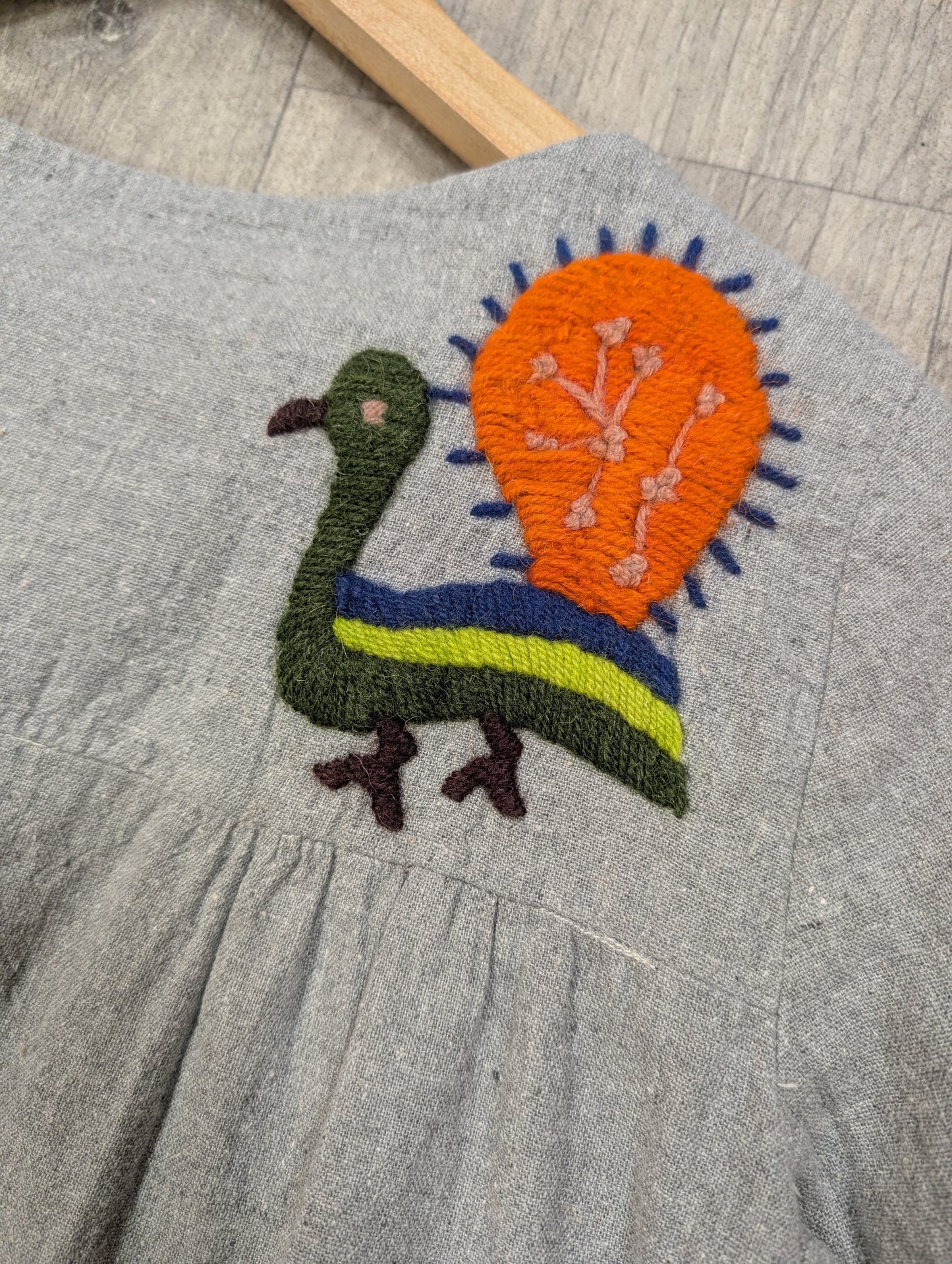 1970s India Imports embroidered peacock cotton top - S