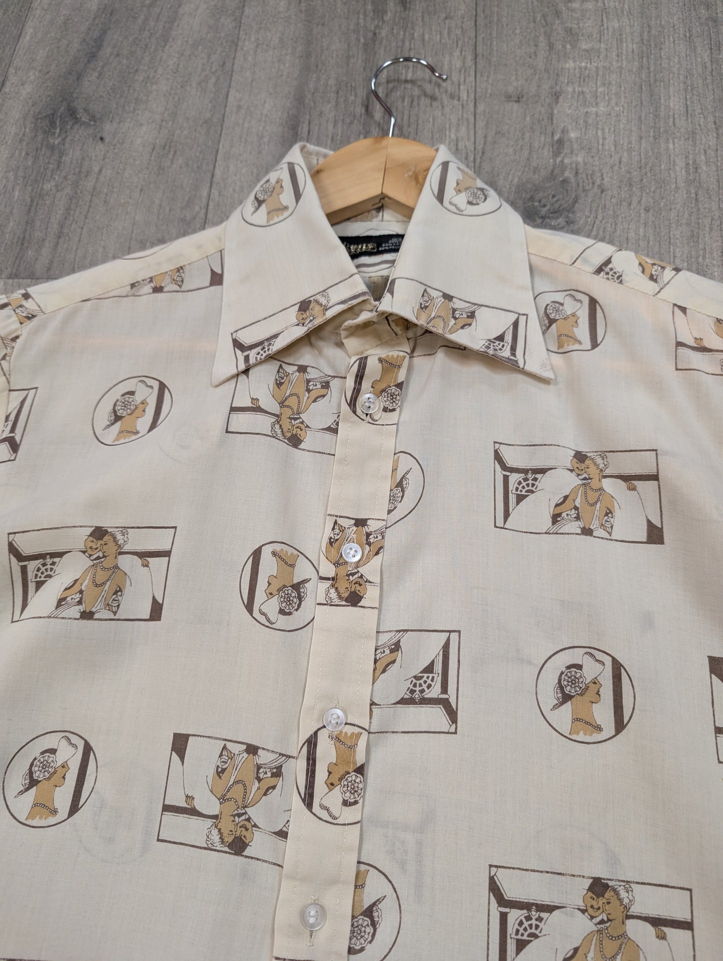 1970s Dickens novelty Art Deco print shirt