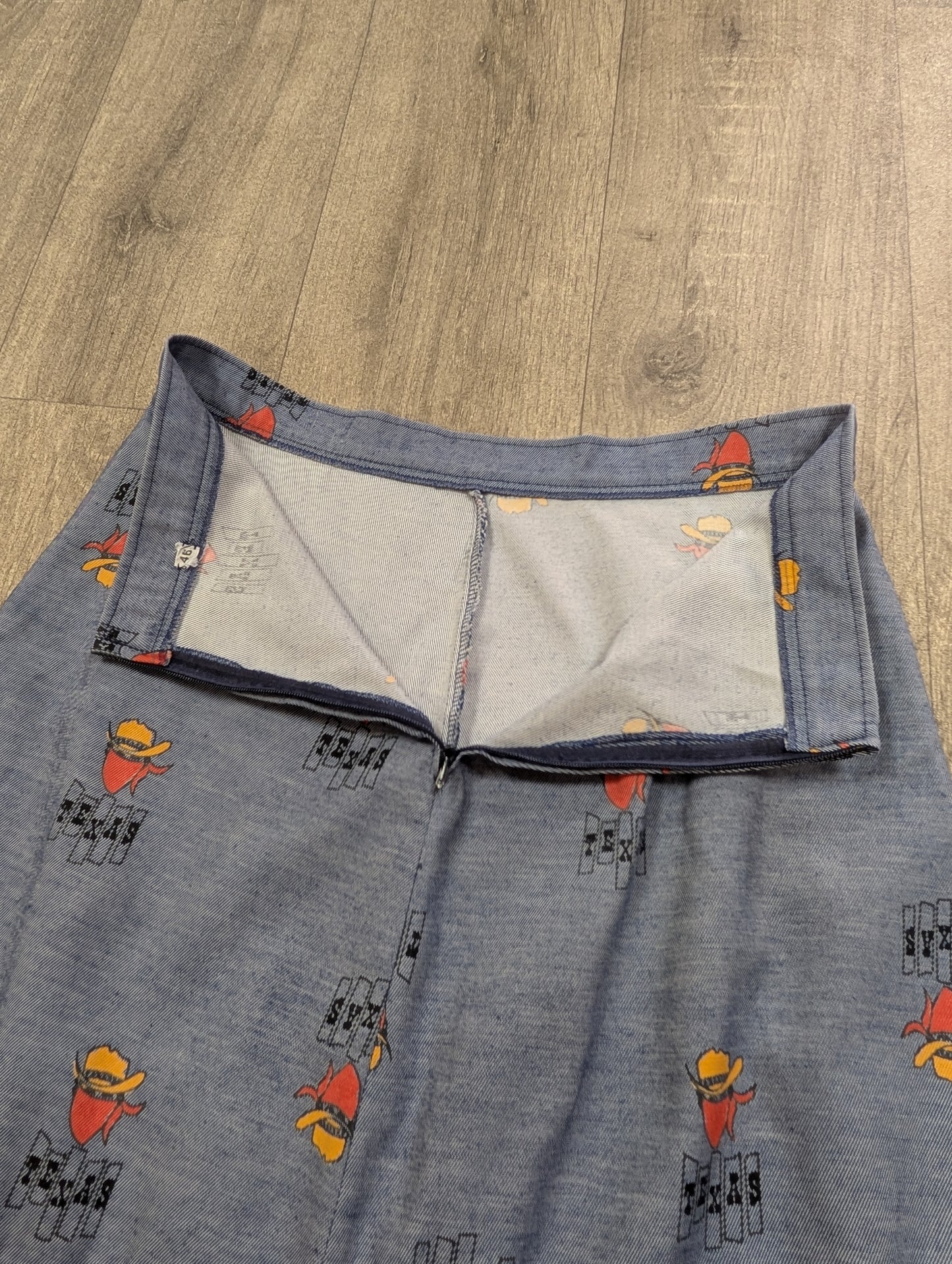 1970s Texas novelty print western skirt - 27" waist