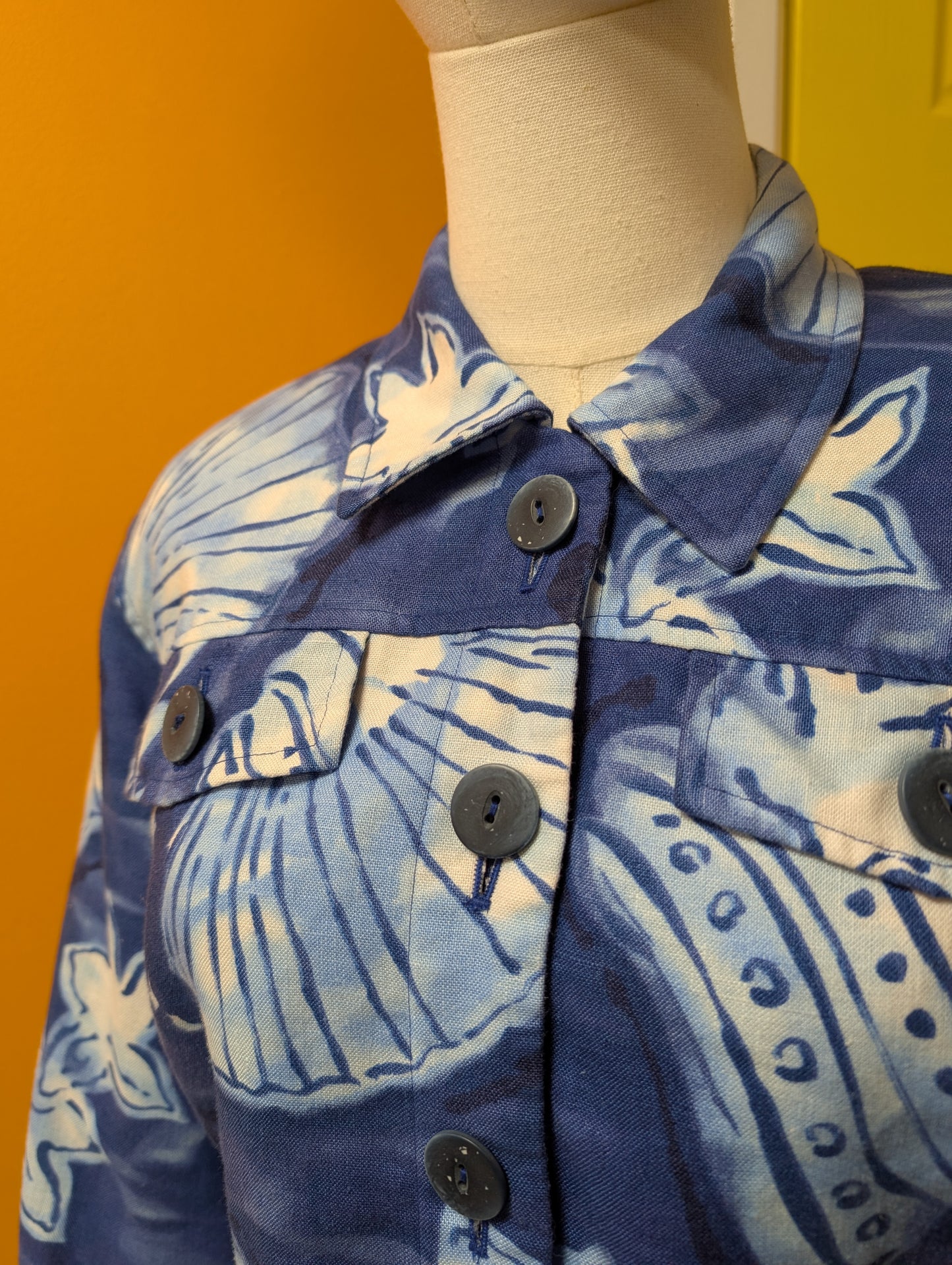1990s Planet seashell print linen blend jacket - S