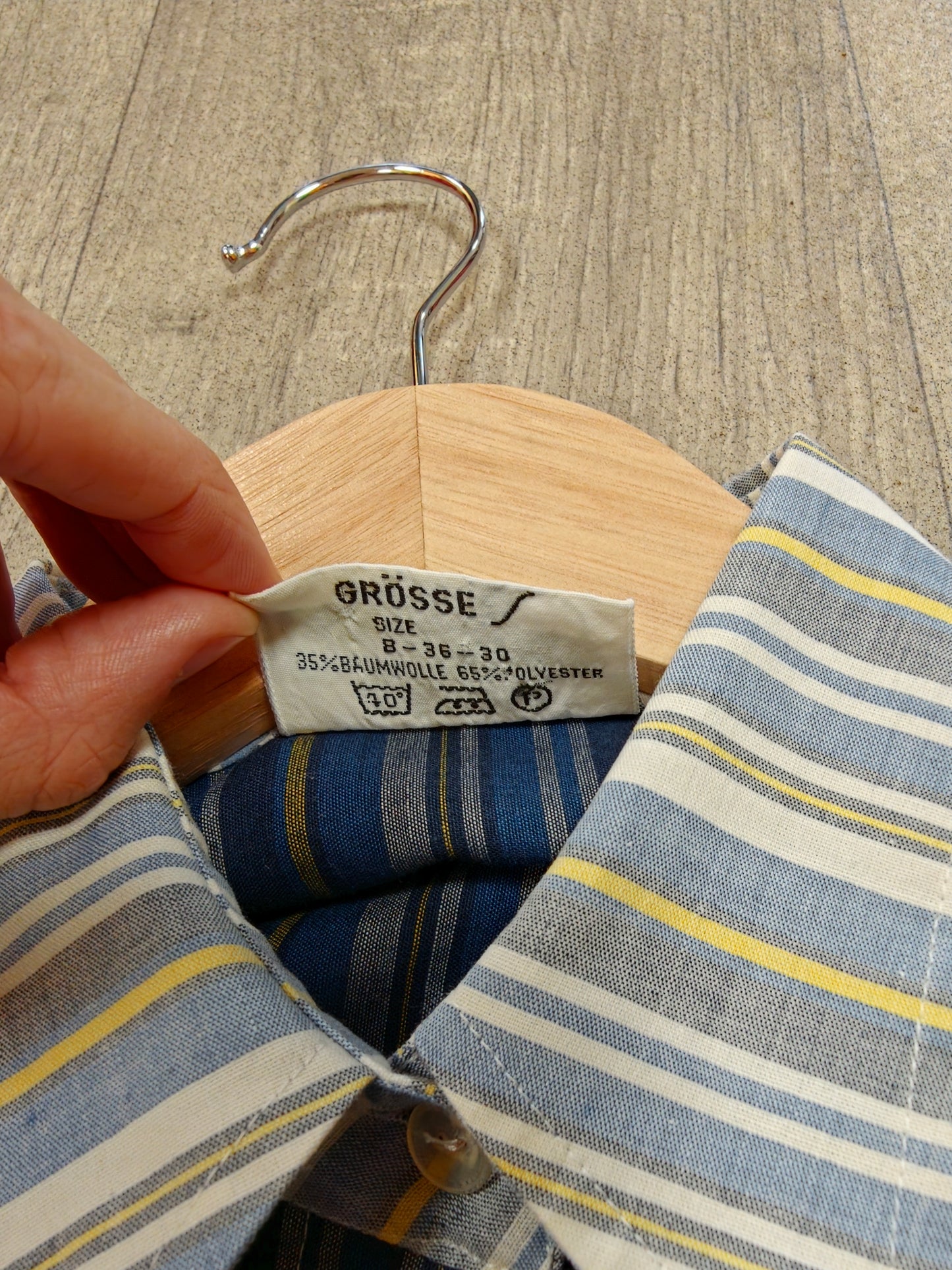 1970s Lecomte blue check dagger collar shirt - XS